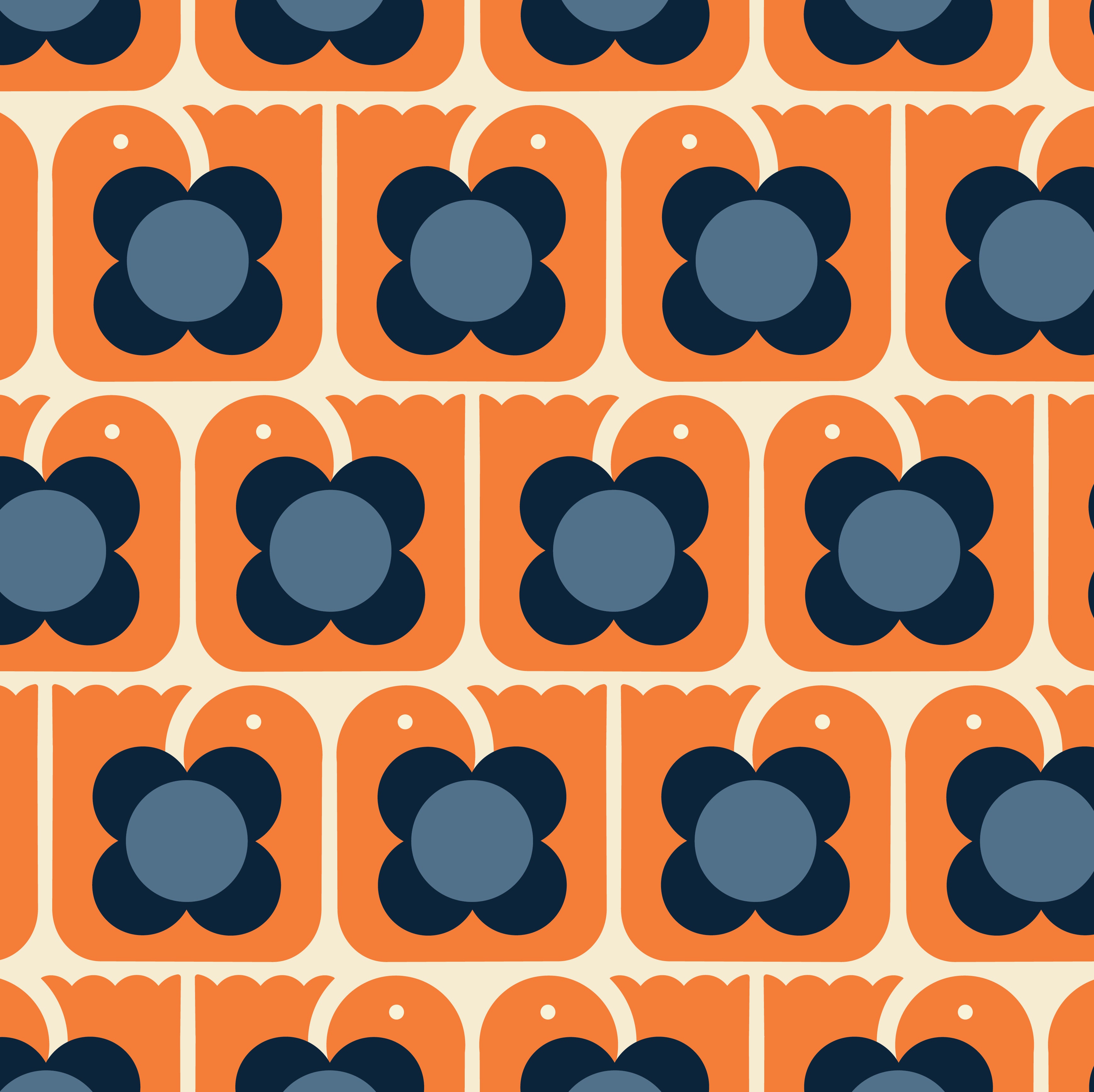 Print - Love Birds Persimmon