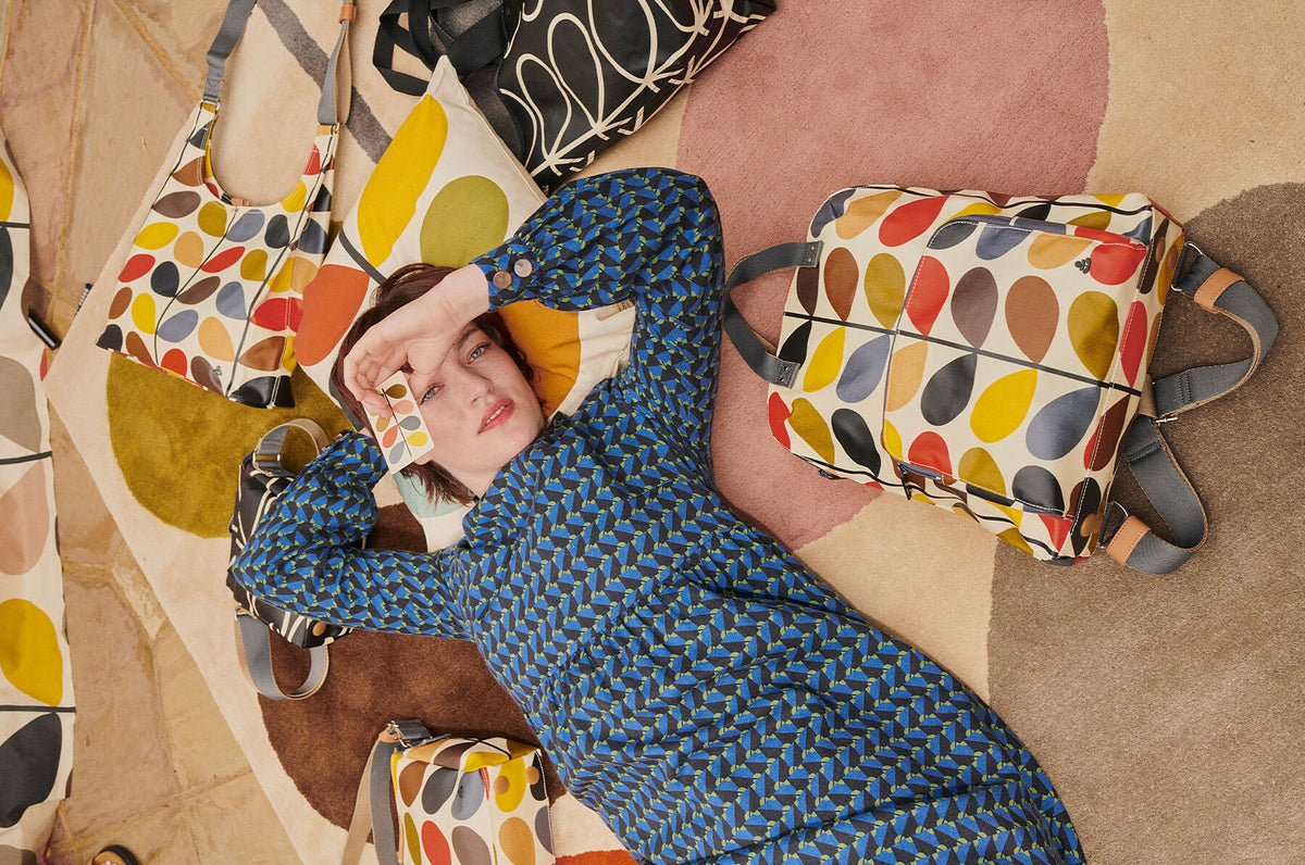 Orla Kiley Black and Red Patterned Linear Stem Backpack and Wallet Set Orla Kiely Classic Stem Collection | View All Bags And  main image 3