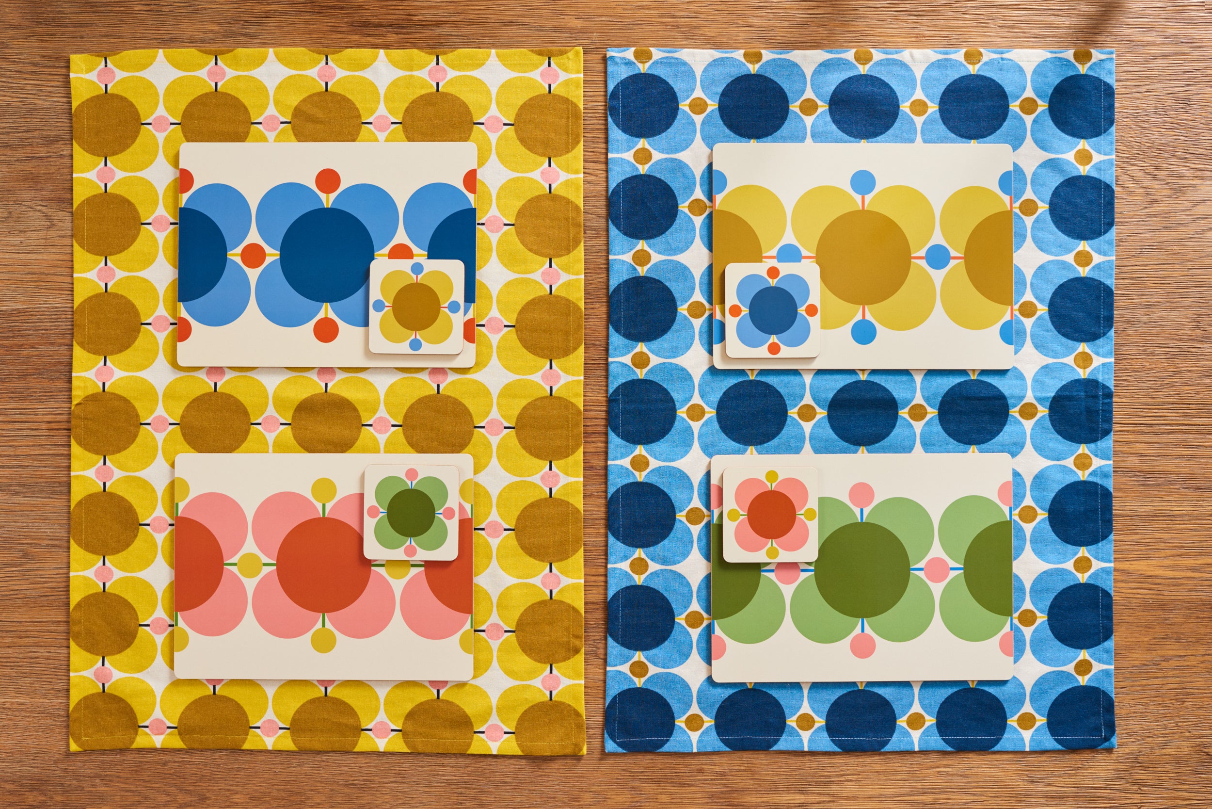 fun, bright, patterned placemat and coaster sets from Orla Kiely
