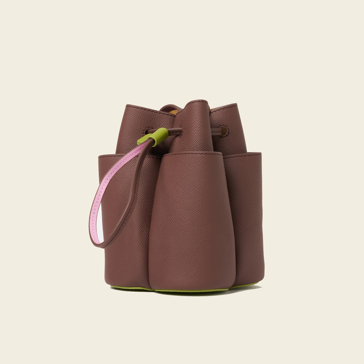 Small Flower Petal Leather Crossbody Bag - Dark Brown