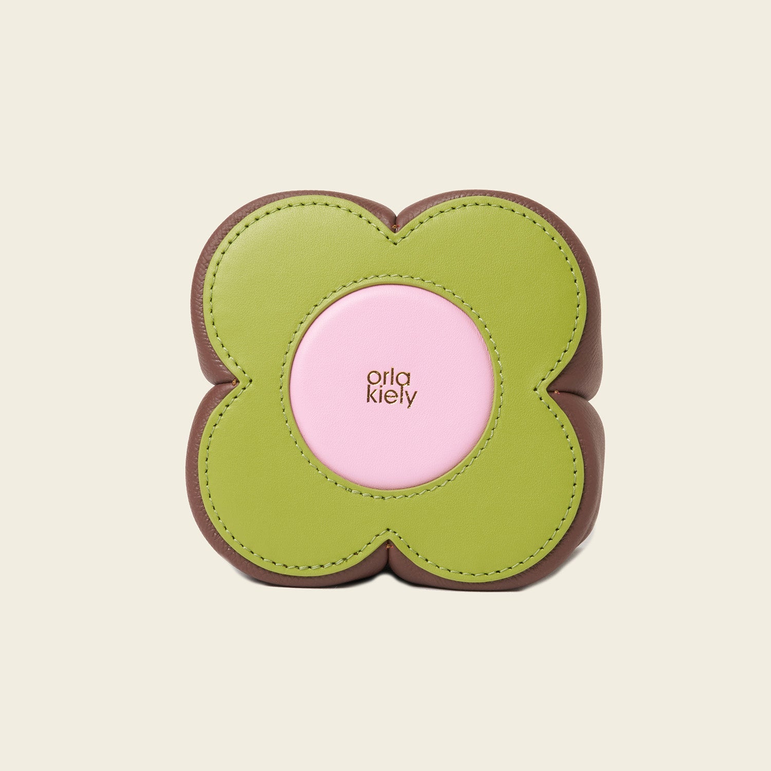 Small Flower Petal Leather Crossbody Bag - Dark Brown