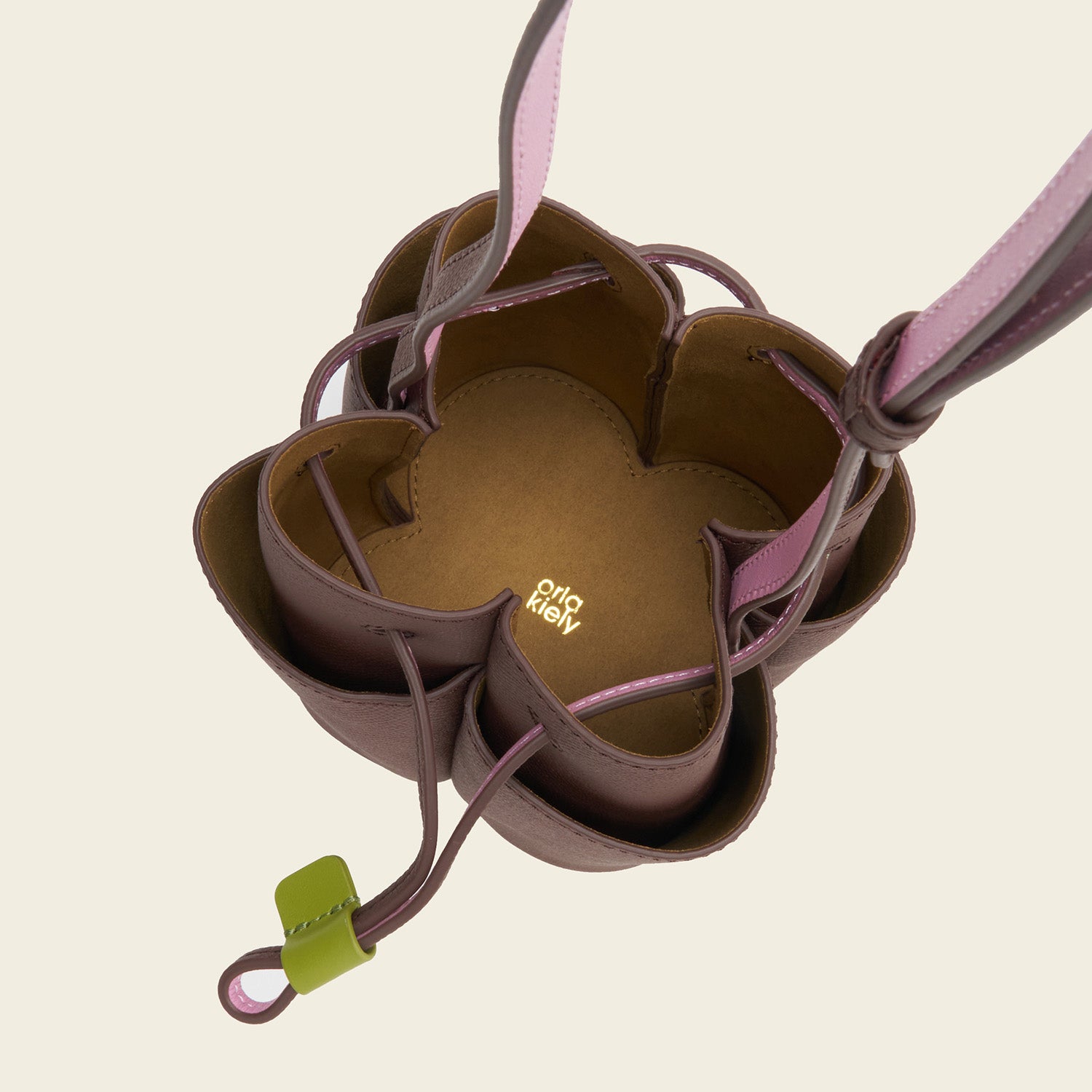 Small Flower Petal Leather Crossbody Bag - Dark Brown