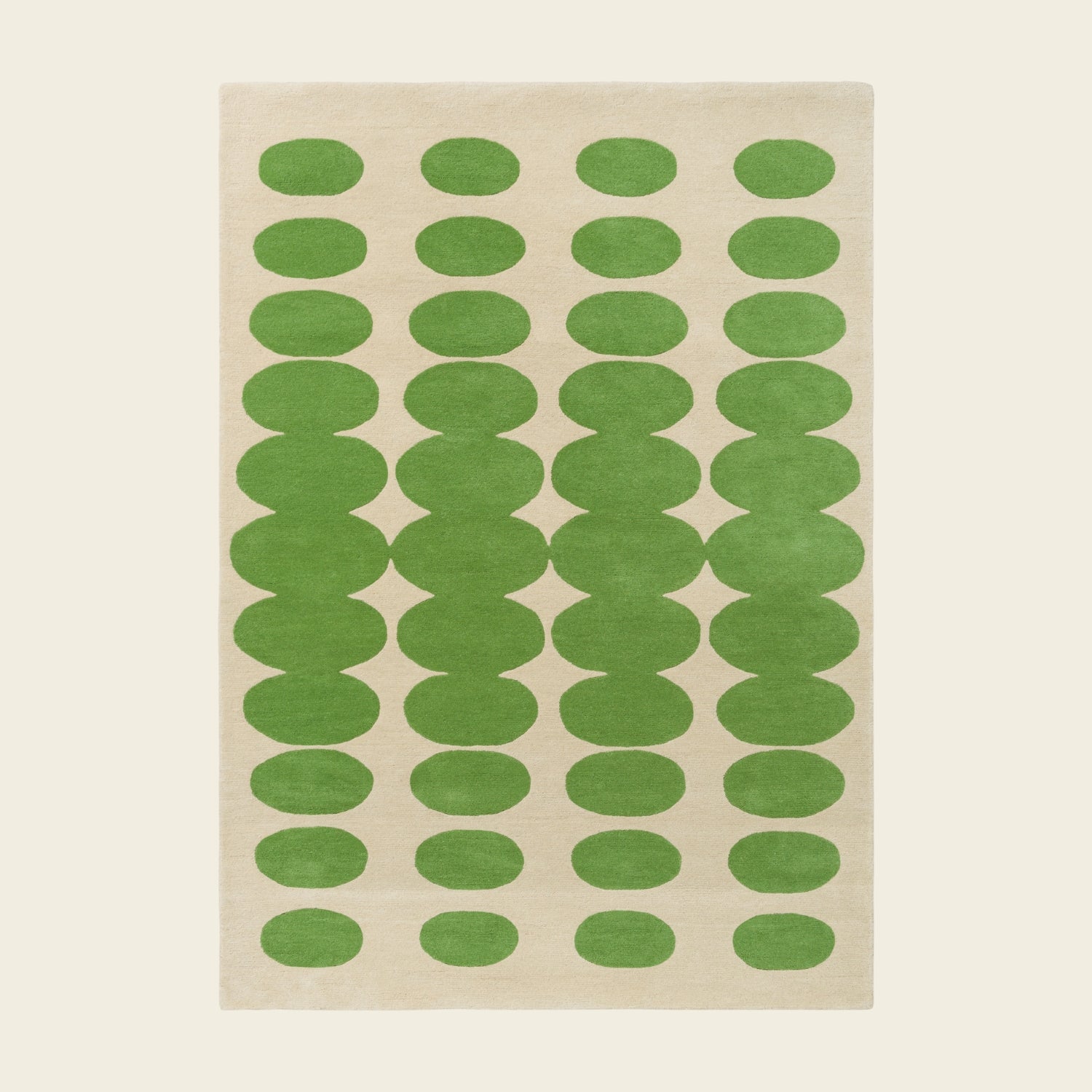 Optical Oval Rug - Green Cream