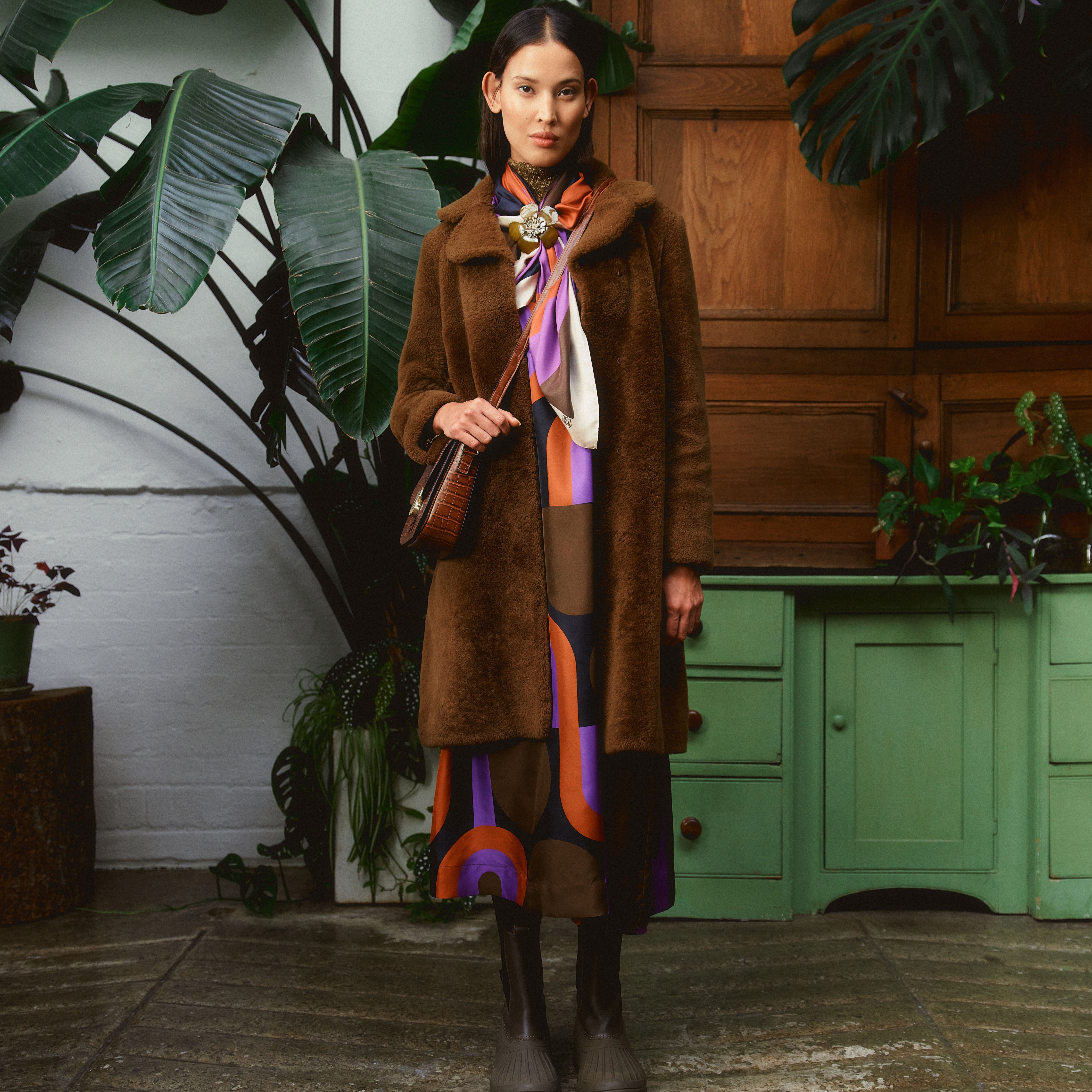 Orla Long Sleeve Midi Silk Dress - Circle Line