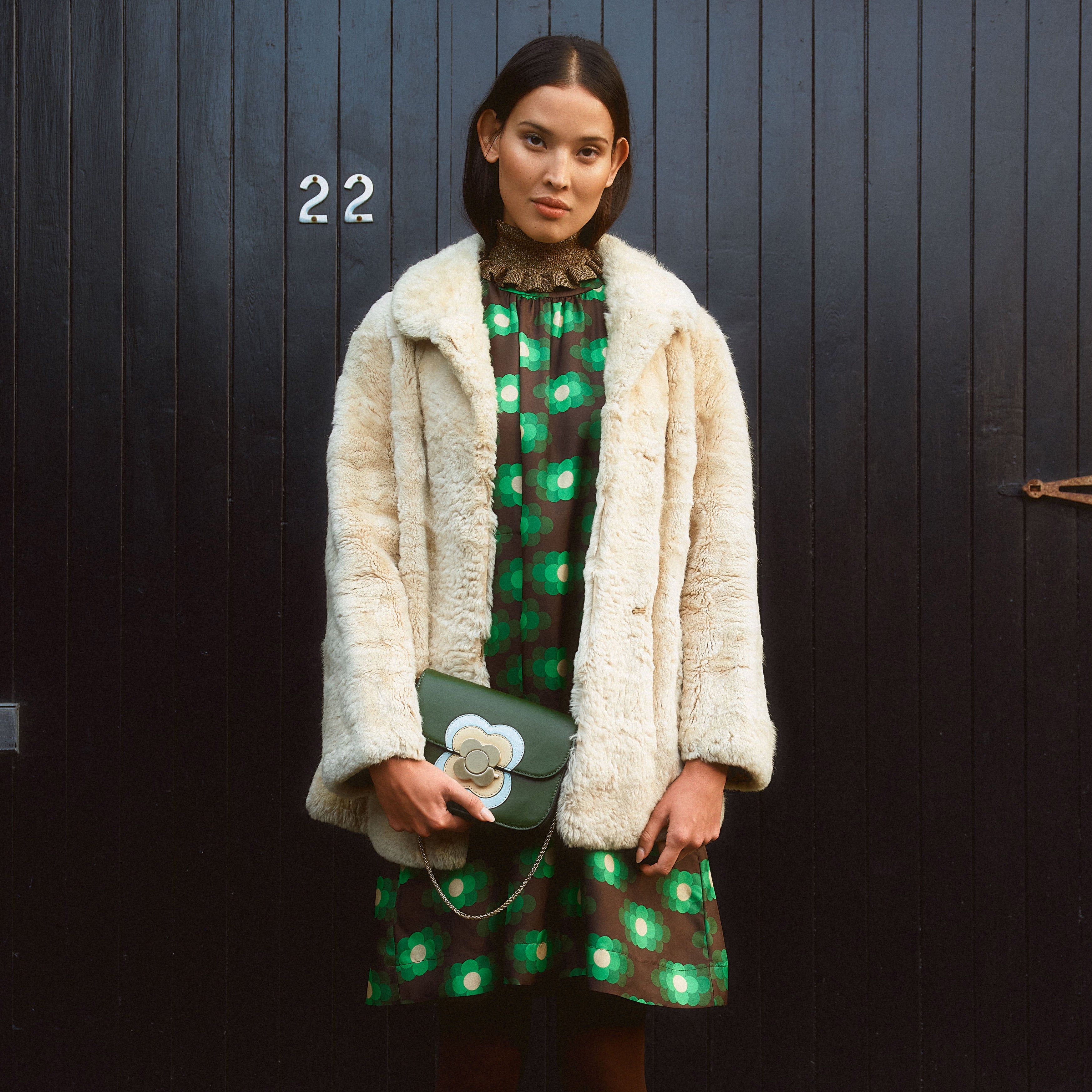 Orla Long Sleeve Mini Silk Dress - Flower Haze