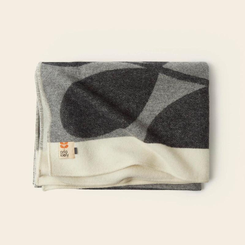 Wool Jacquard Blanket in Stem Sprig Monochrome by Orla Kiely