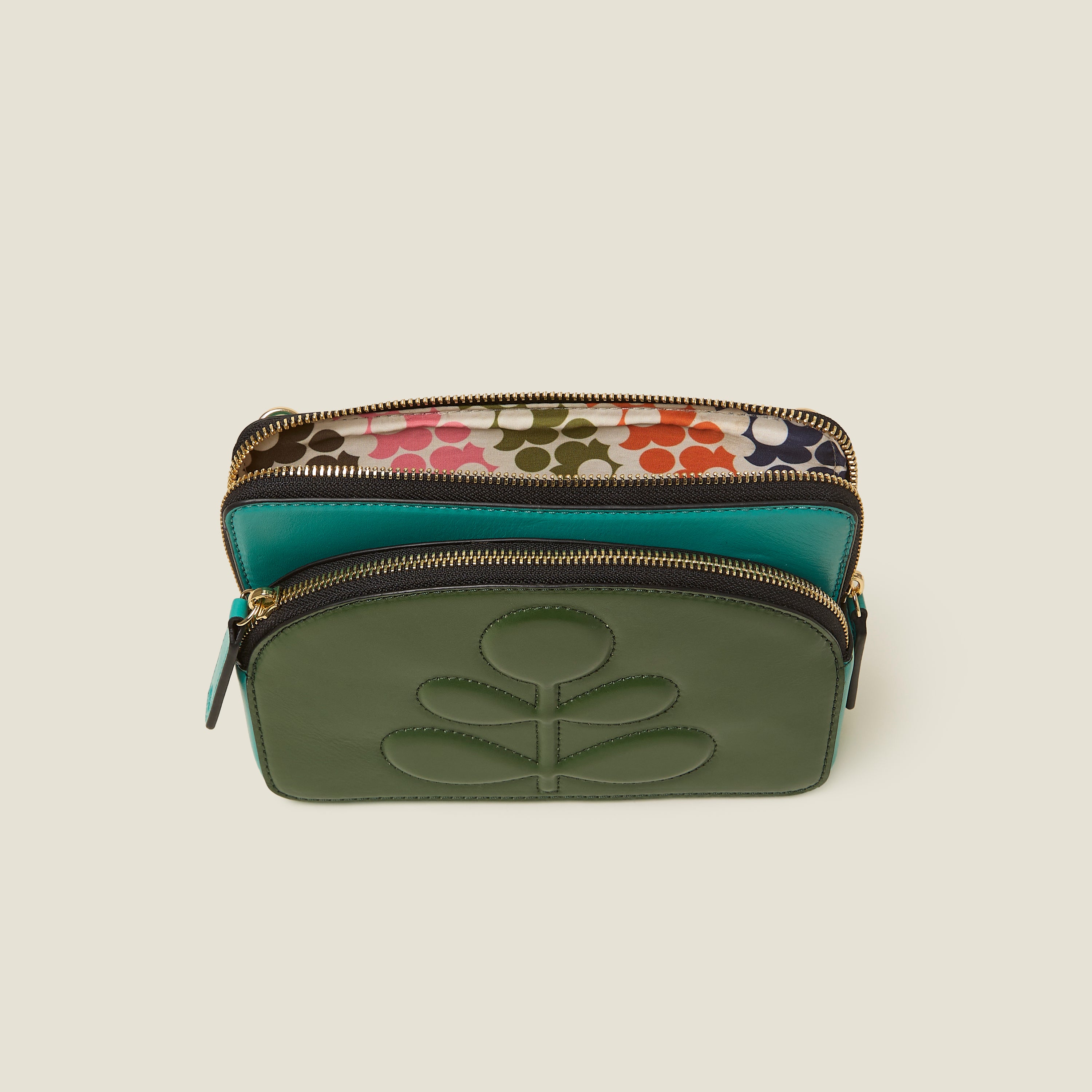 Portia East Crossbody - Embossed Stem Turquoise