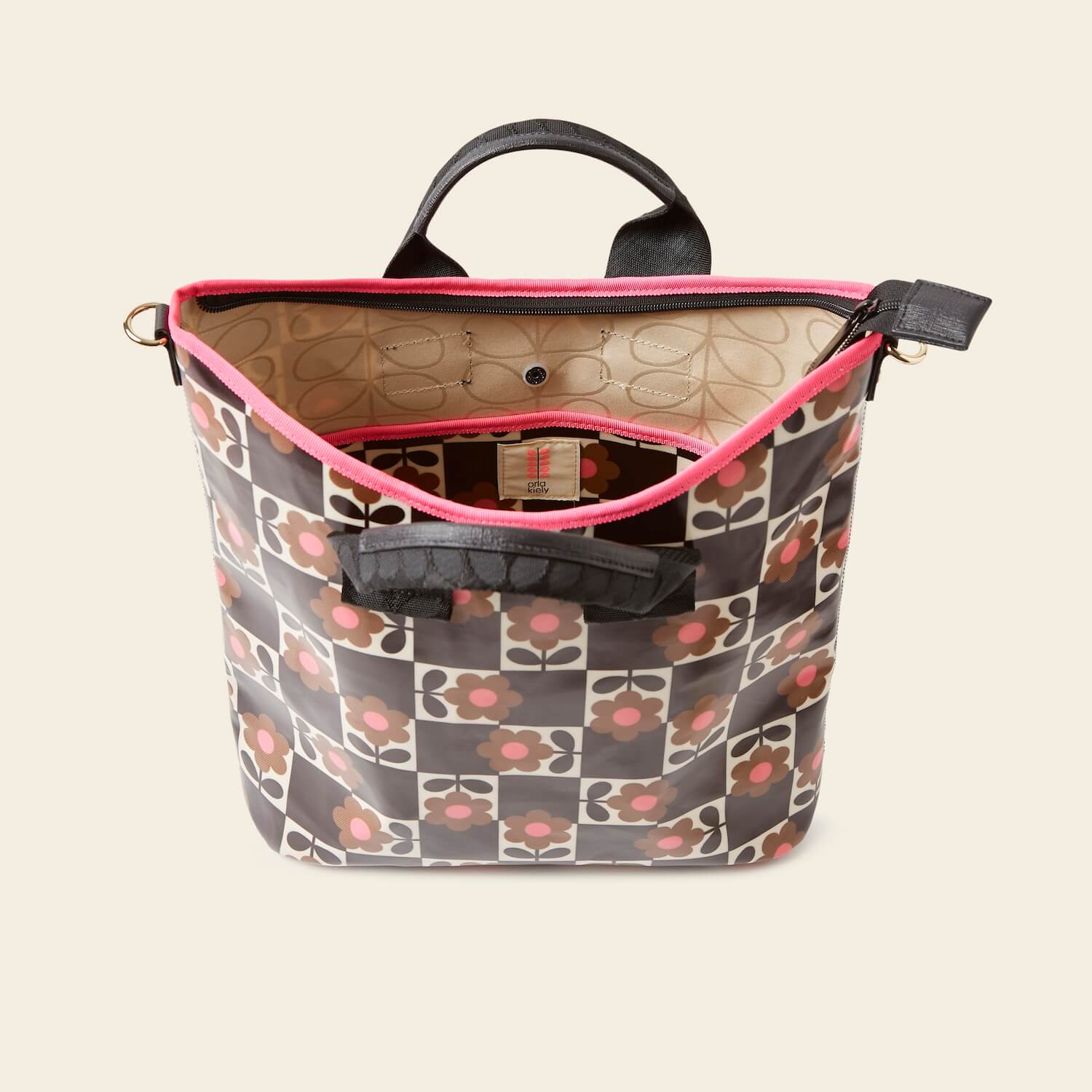 Carry Grab Bucket Bag in Flower Pot Chestnut pattern by Orla Kiely