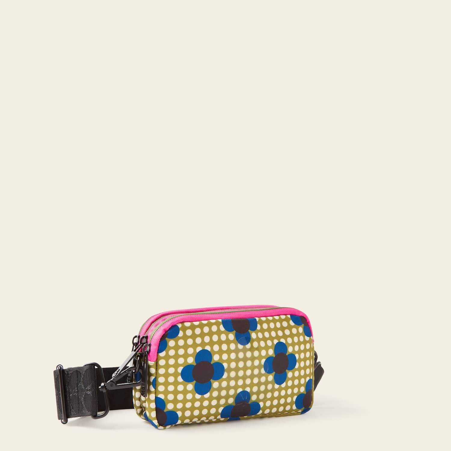 Tripod Crossbody in Flower Polka Dot Olive by Orla Kiely