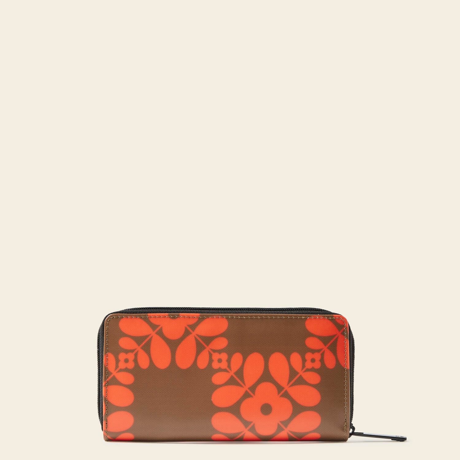 Forget Me Not Wallet in Lattice Flower Tile Conker pattern by Orla Kiely