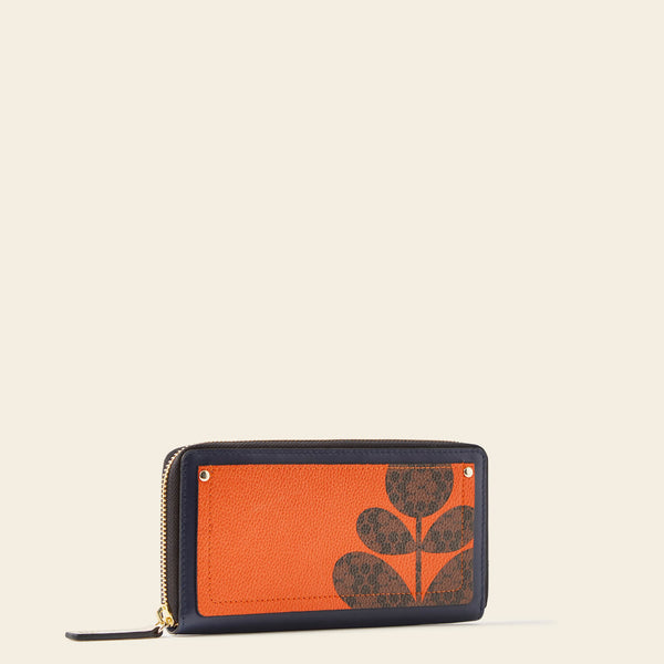 Forget Me Not Wallet in Navy Puzzle Flower pattern by Orla Kiely