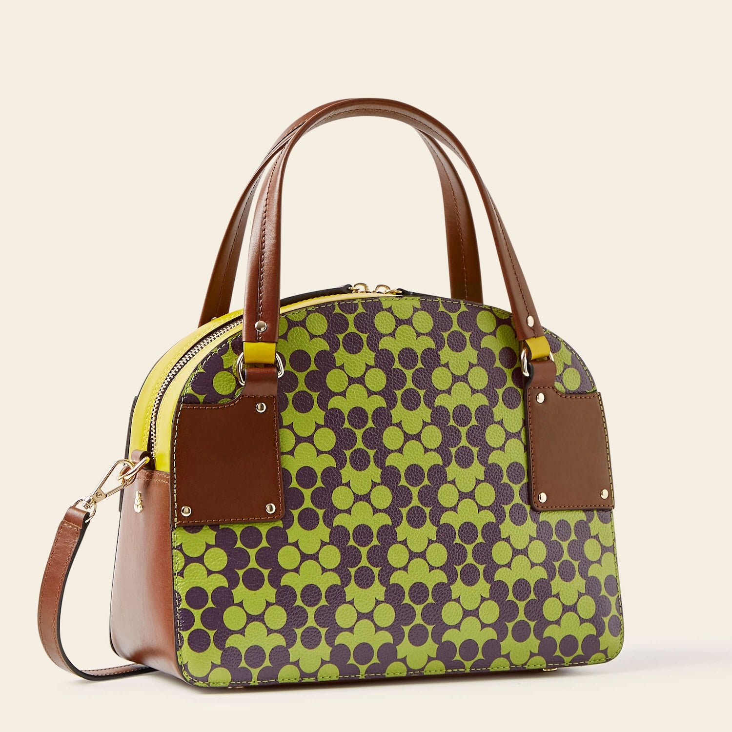 Luna Bowling Bag in Purple Puzzle Flower pattern by Orla Kiely