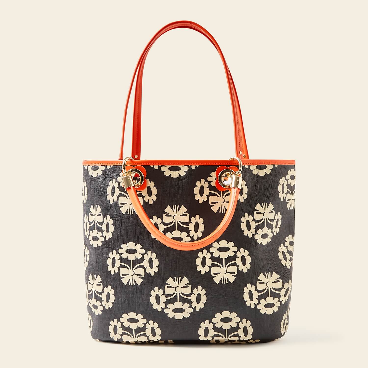 Smile Tote Bag in Posey Flower Midnight pattern by Orla Kiely