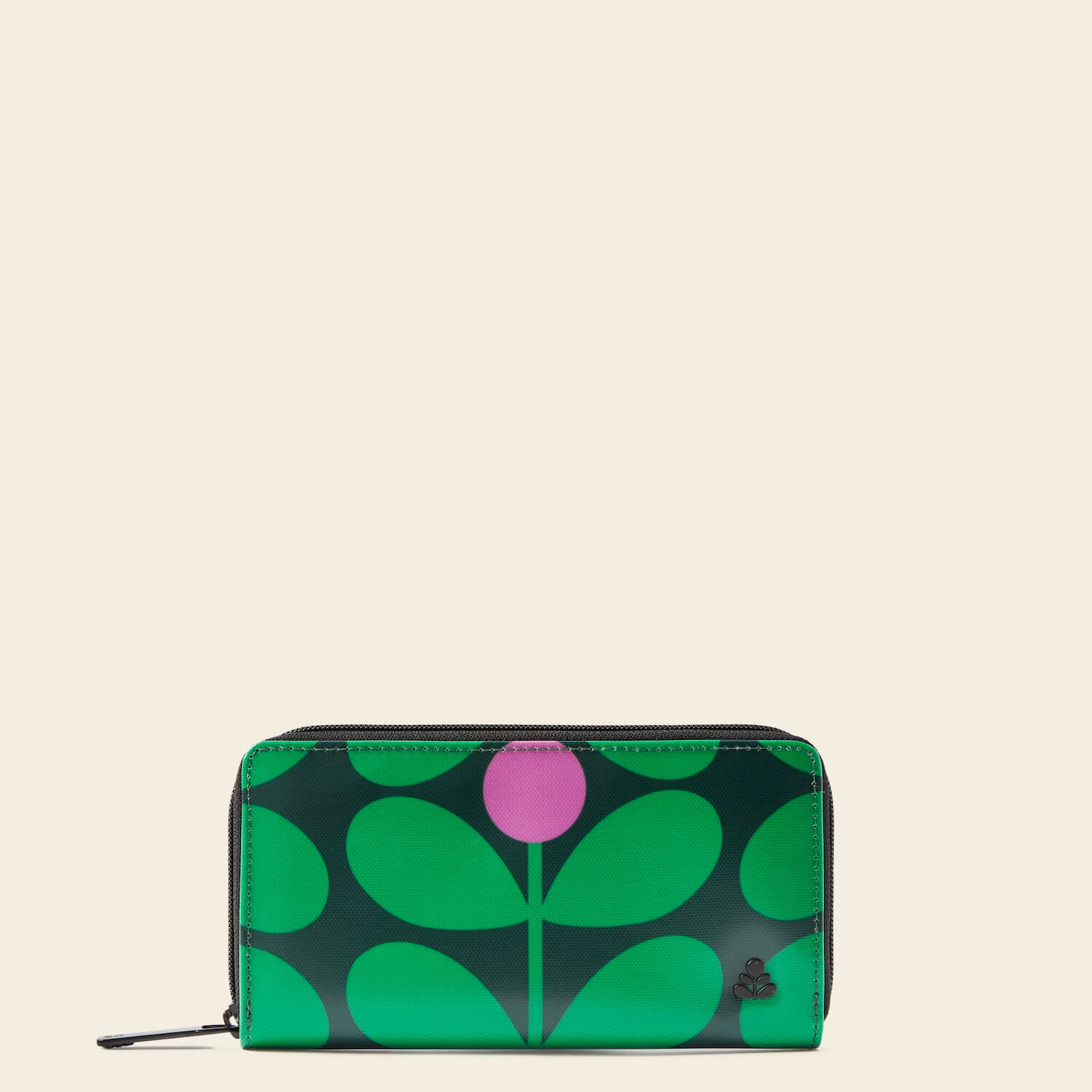 Forget Me Not Wallet in Sixties Stem Emerald pattern by Orla Kiely