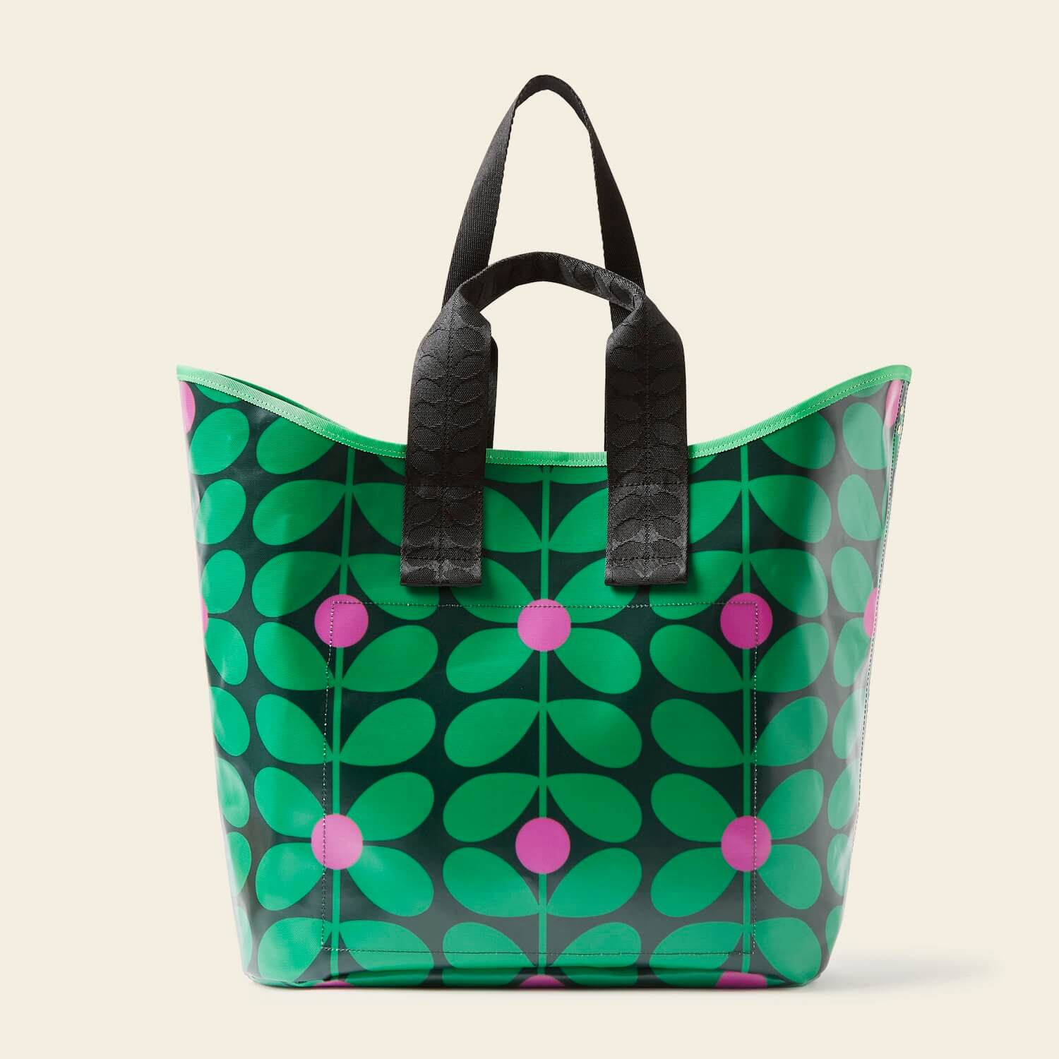 Carryall Large Tote Bag in Sixties Stem Emerald pattern by Orla Kiely