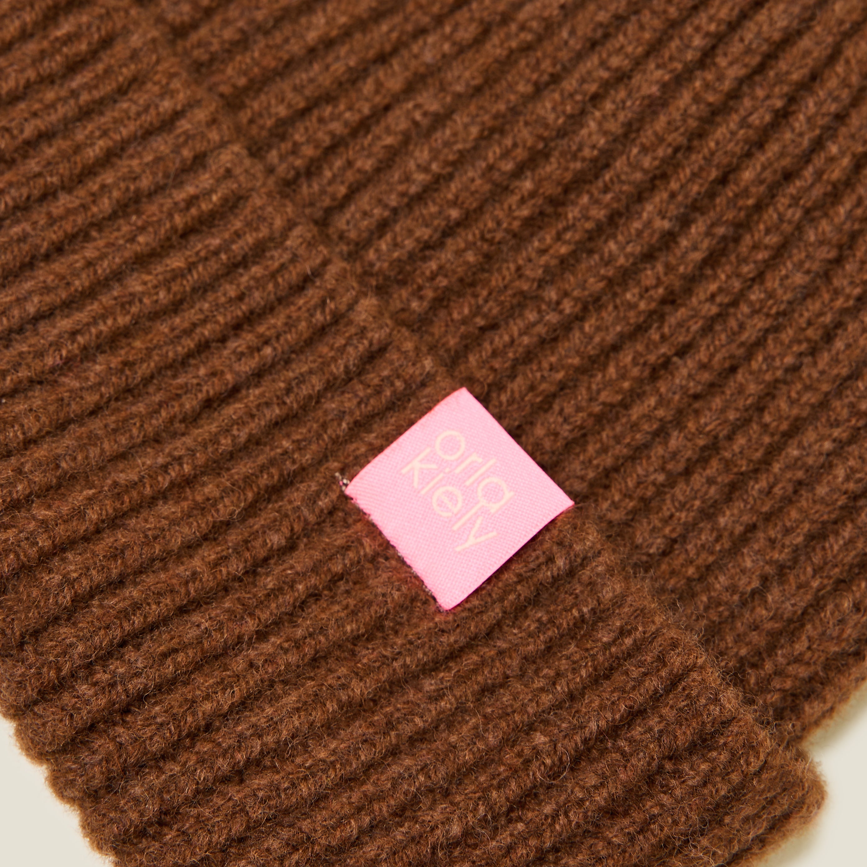 Contrast Pom Wool Beanie - Orange Sienna