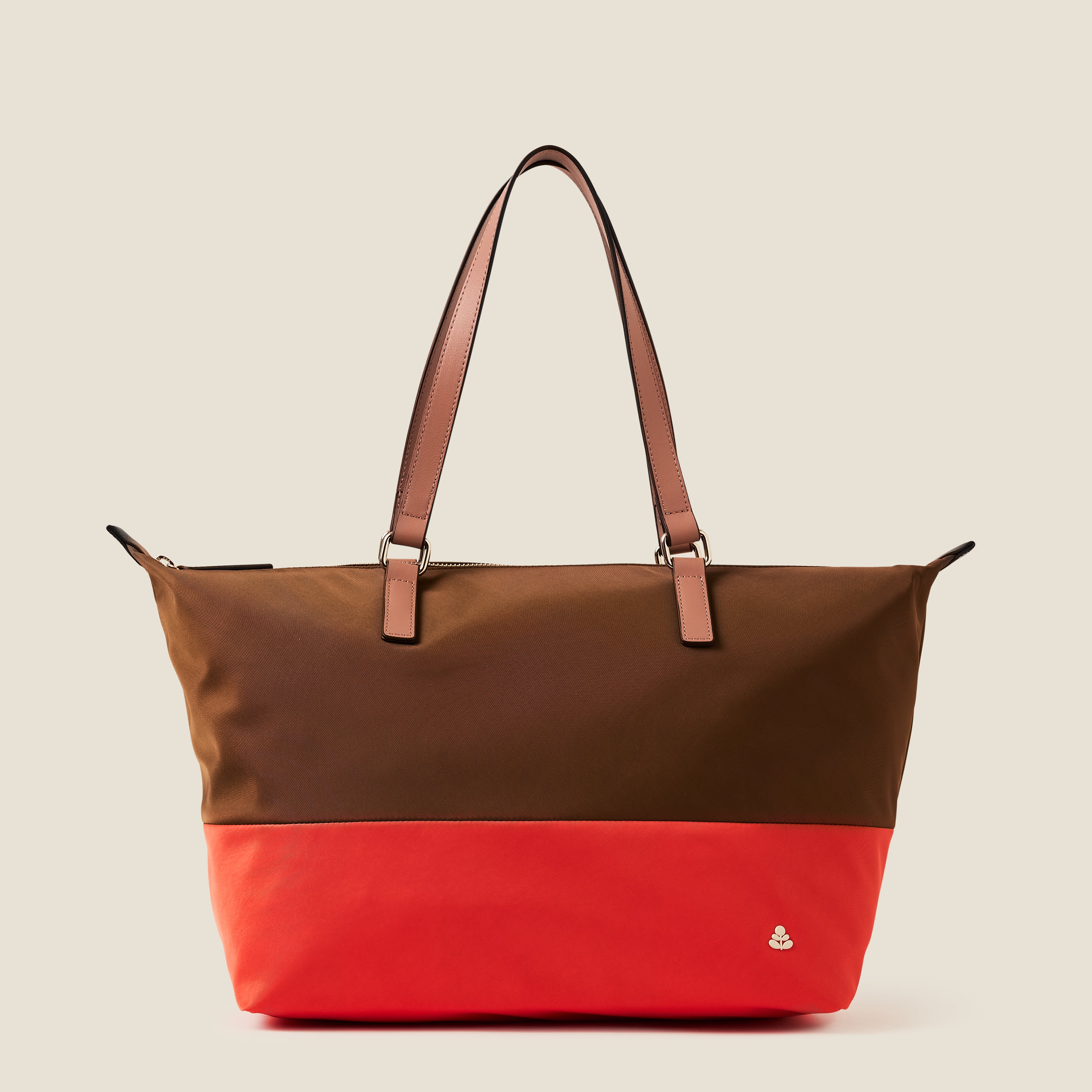 Colourblock Tote Bag - Brown