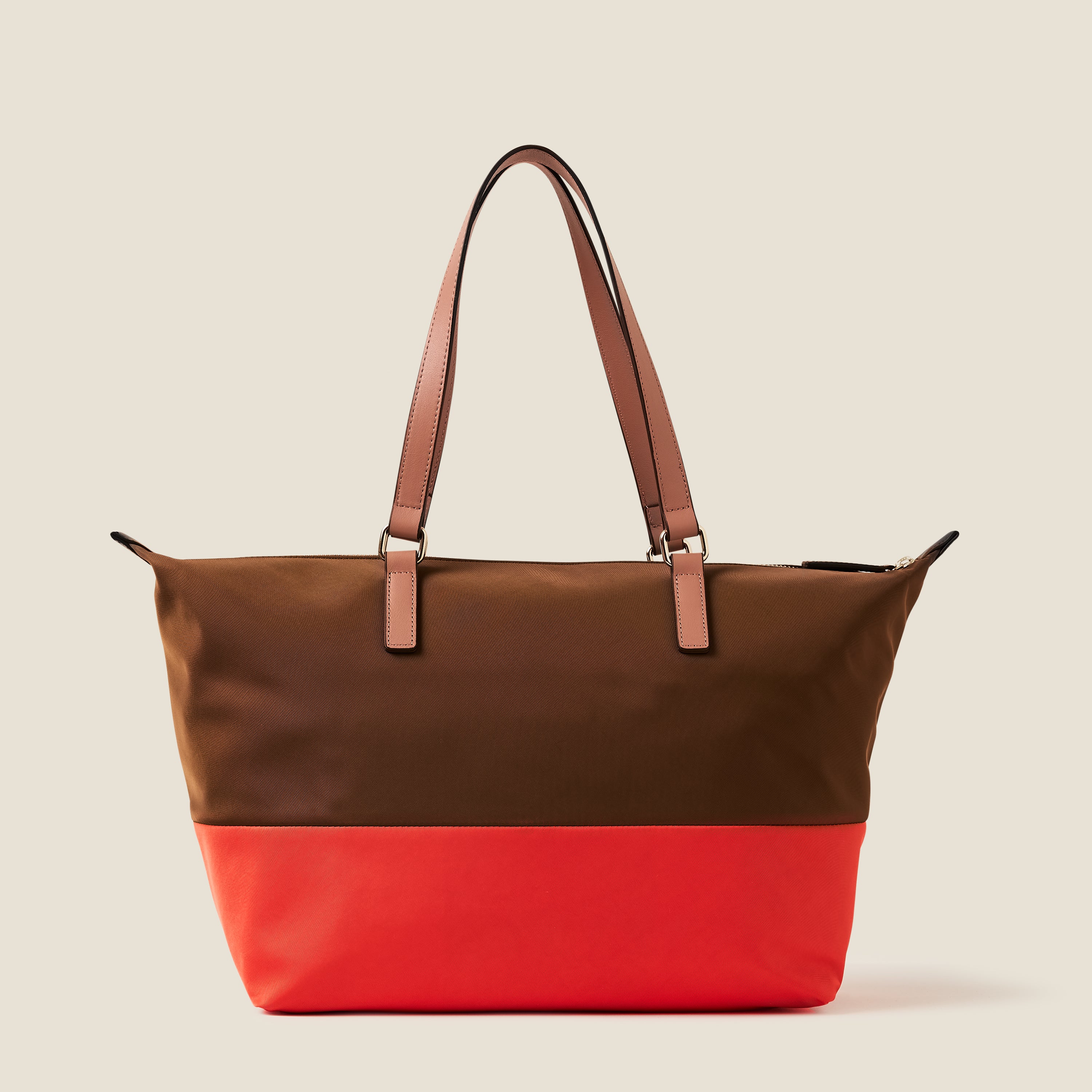 Colourblock Tote Bag - Brown