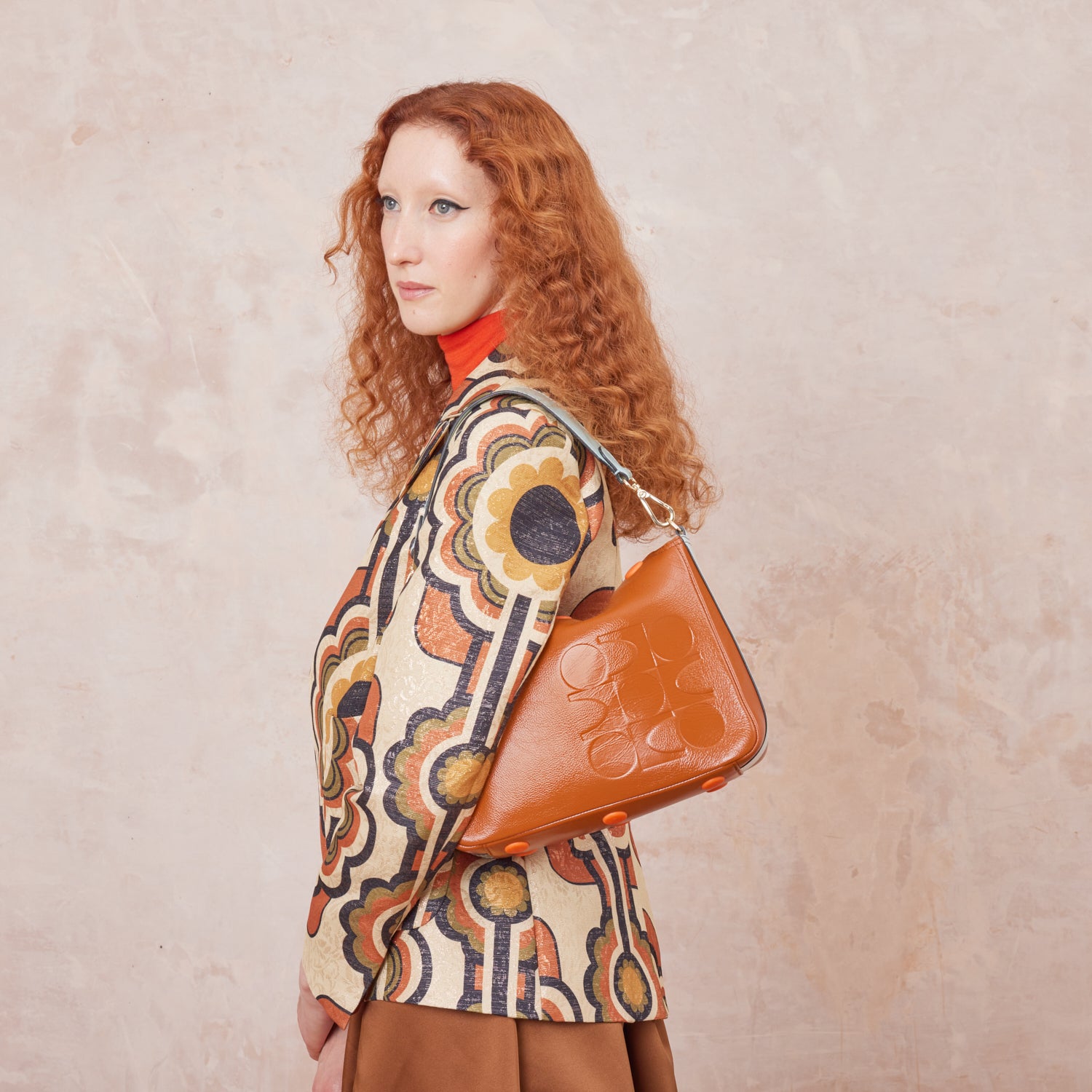 Small Softie Leather Shoulder Bag - OK Colourblock Sienna