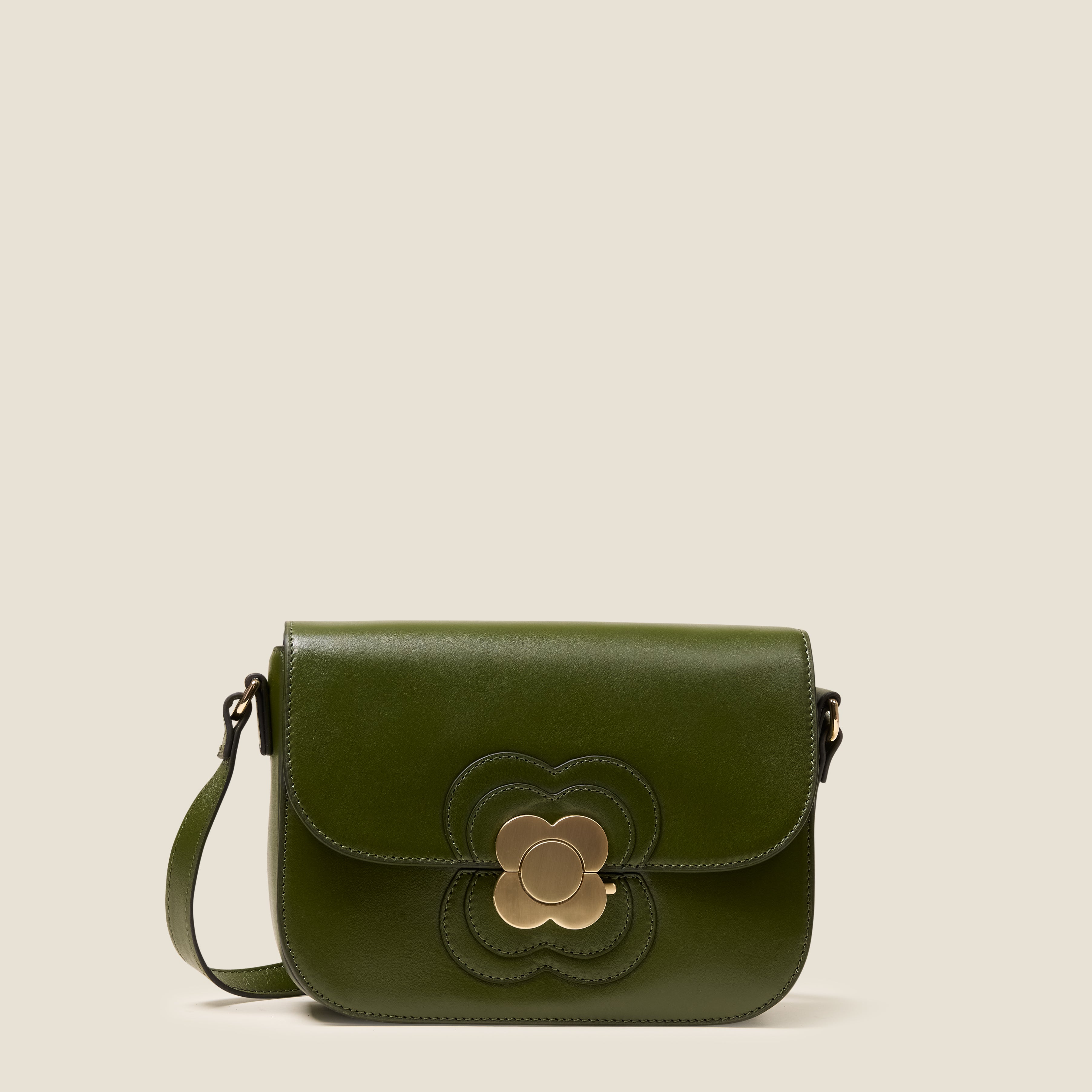 Eclipse Leather Crossbody Bag - Flower Applique Forest