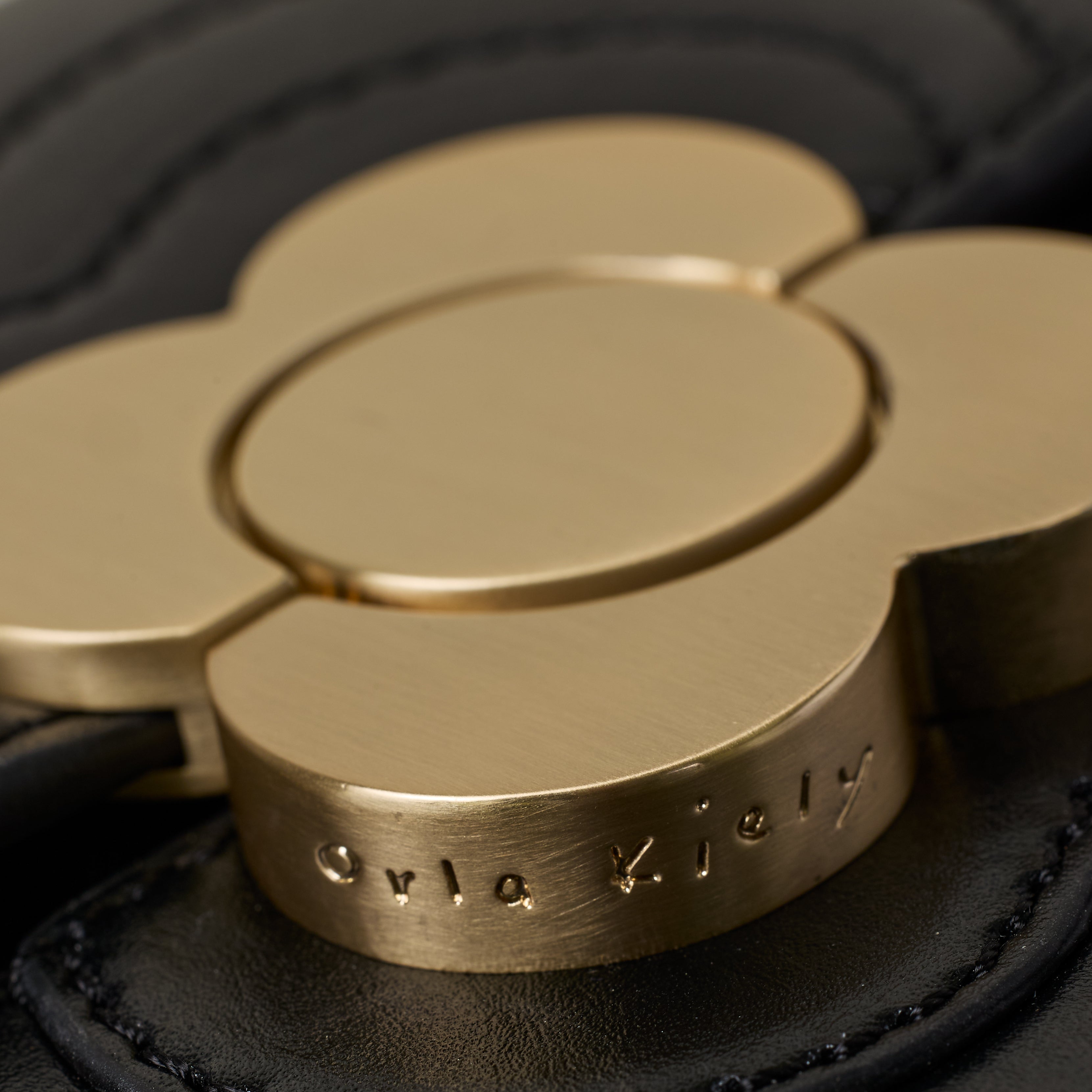 Eclipse Leather Crossbody Bag - Flower Applique Black