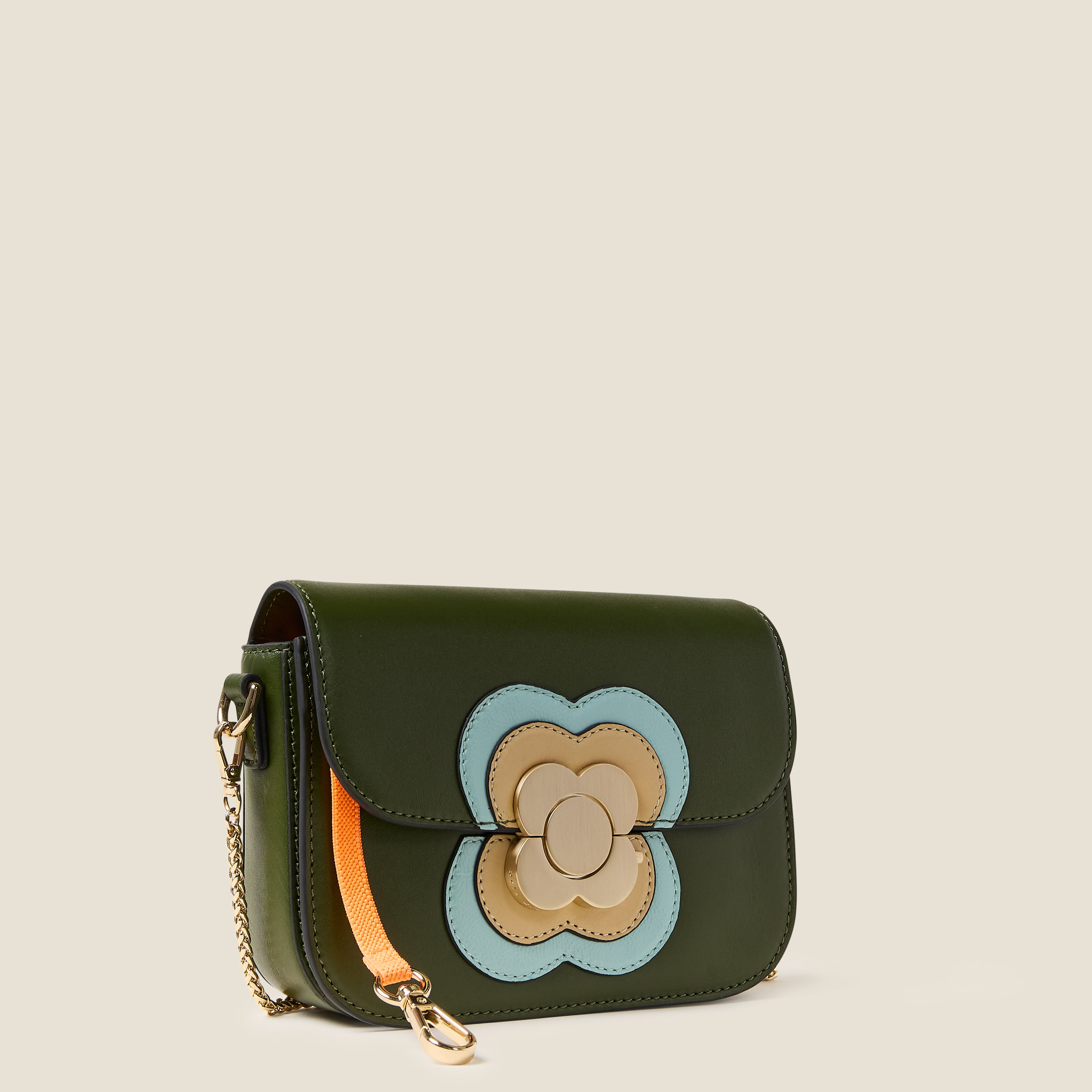 Mini Eclipse Leather Crossbody Bag - Flower Applique Forest