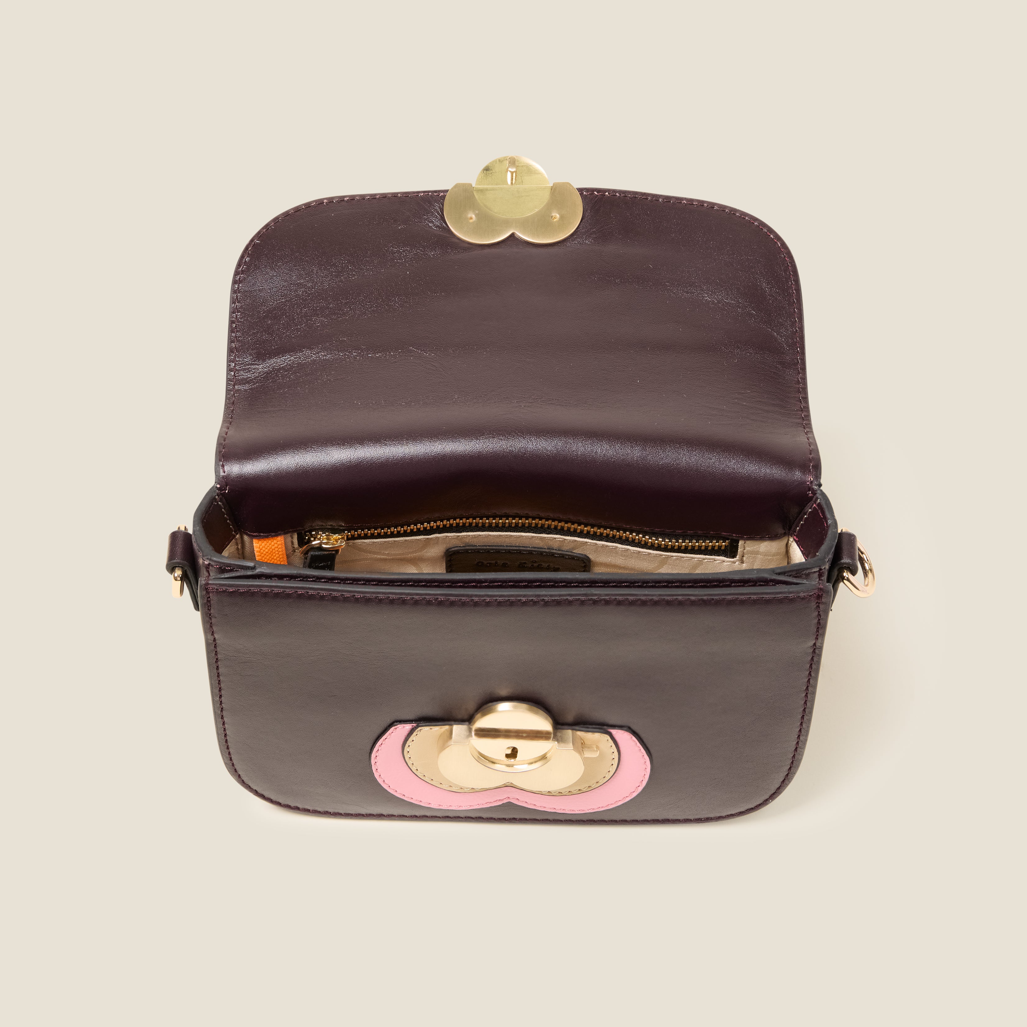 Mini Eclipse Leather Crossbody Bag - Flower Applique Burgundy