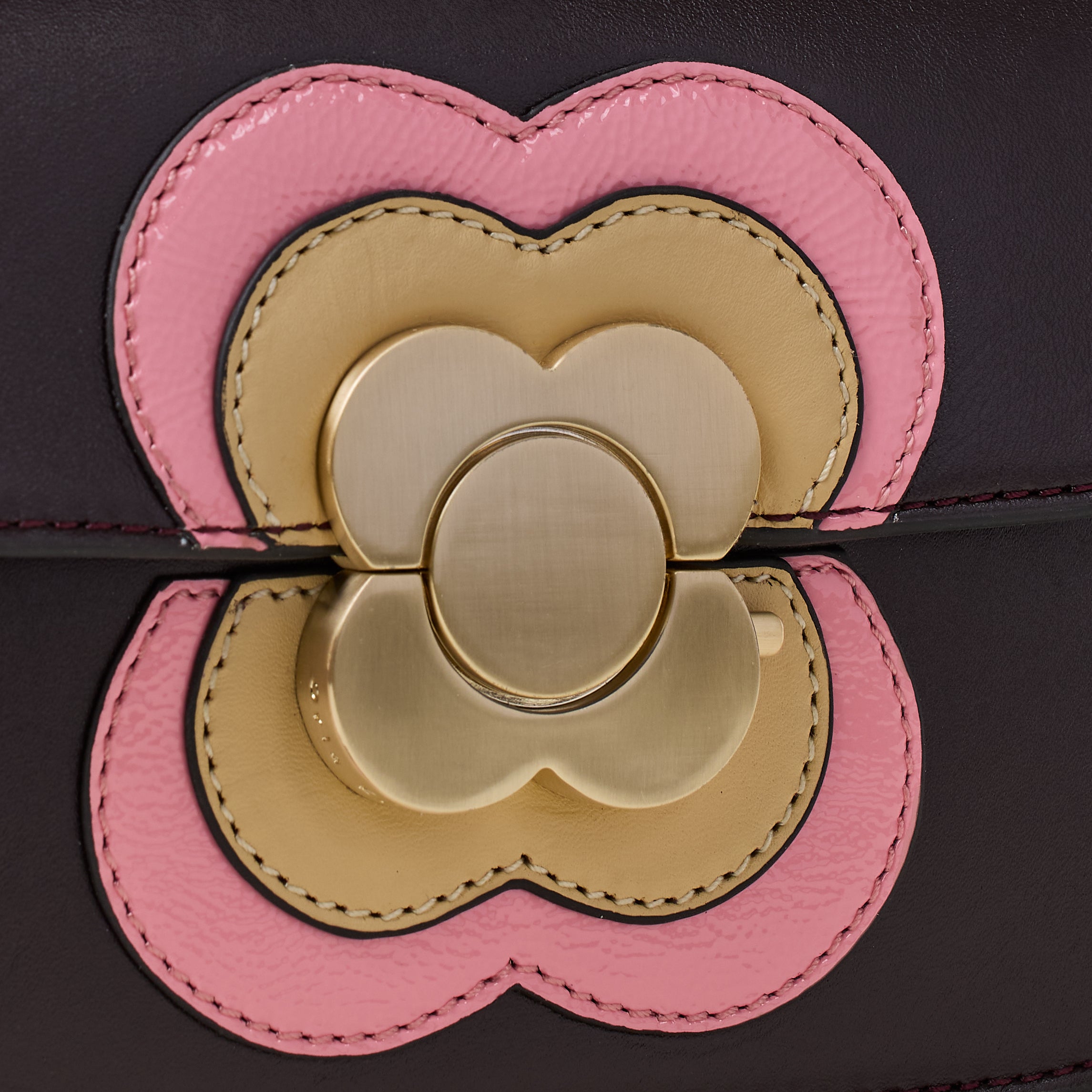 Mini Eclipse Leather Crossbody Bag - Flower Applique Burgundy