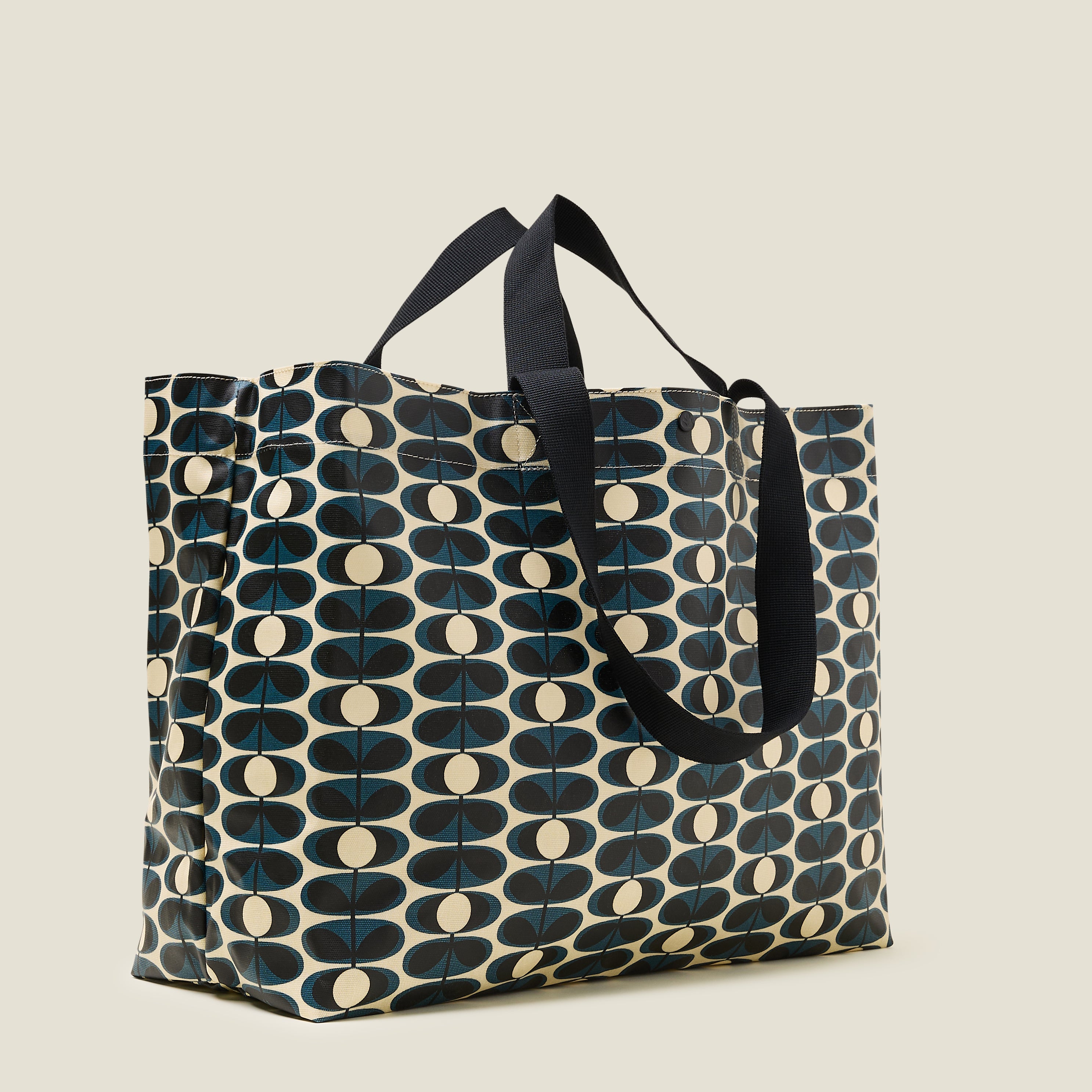 Roll out Large Tote - Flower Oval Stem Indigo