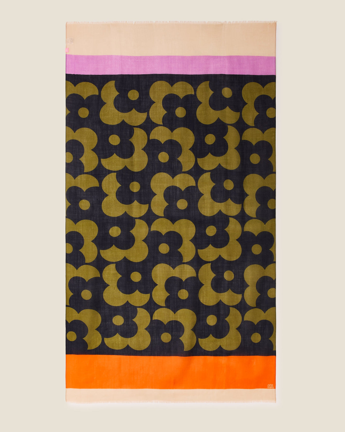 Wool Scarf - Flower Shadow Spot Navy