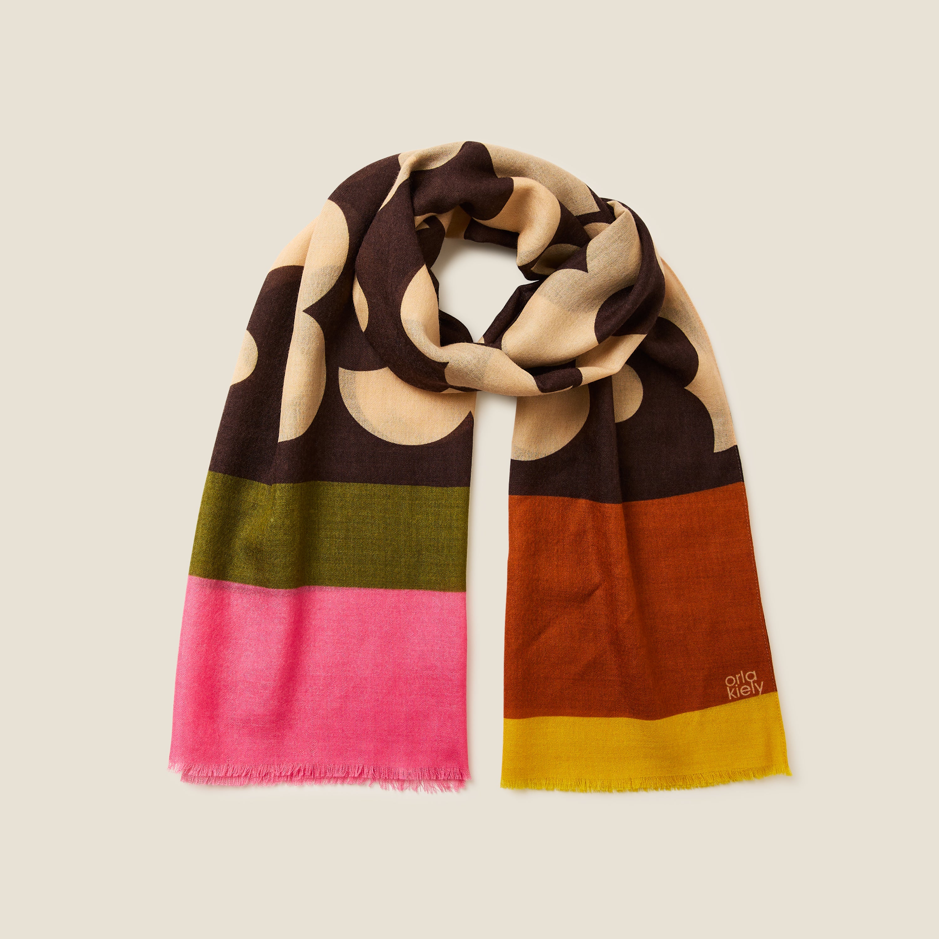 Wool Scarf - Flower Shadow Spot Auburn