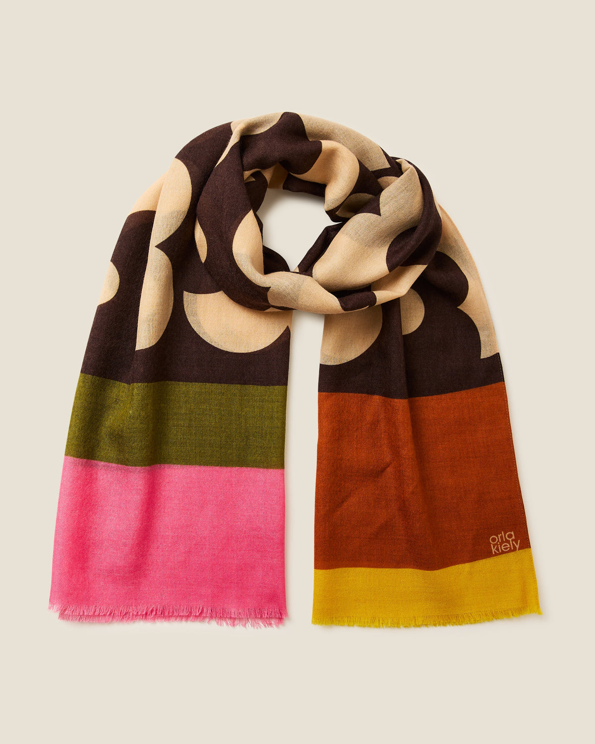 Wool Scarf - Flower Shadow Spot Auburn