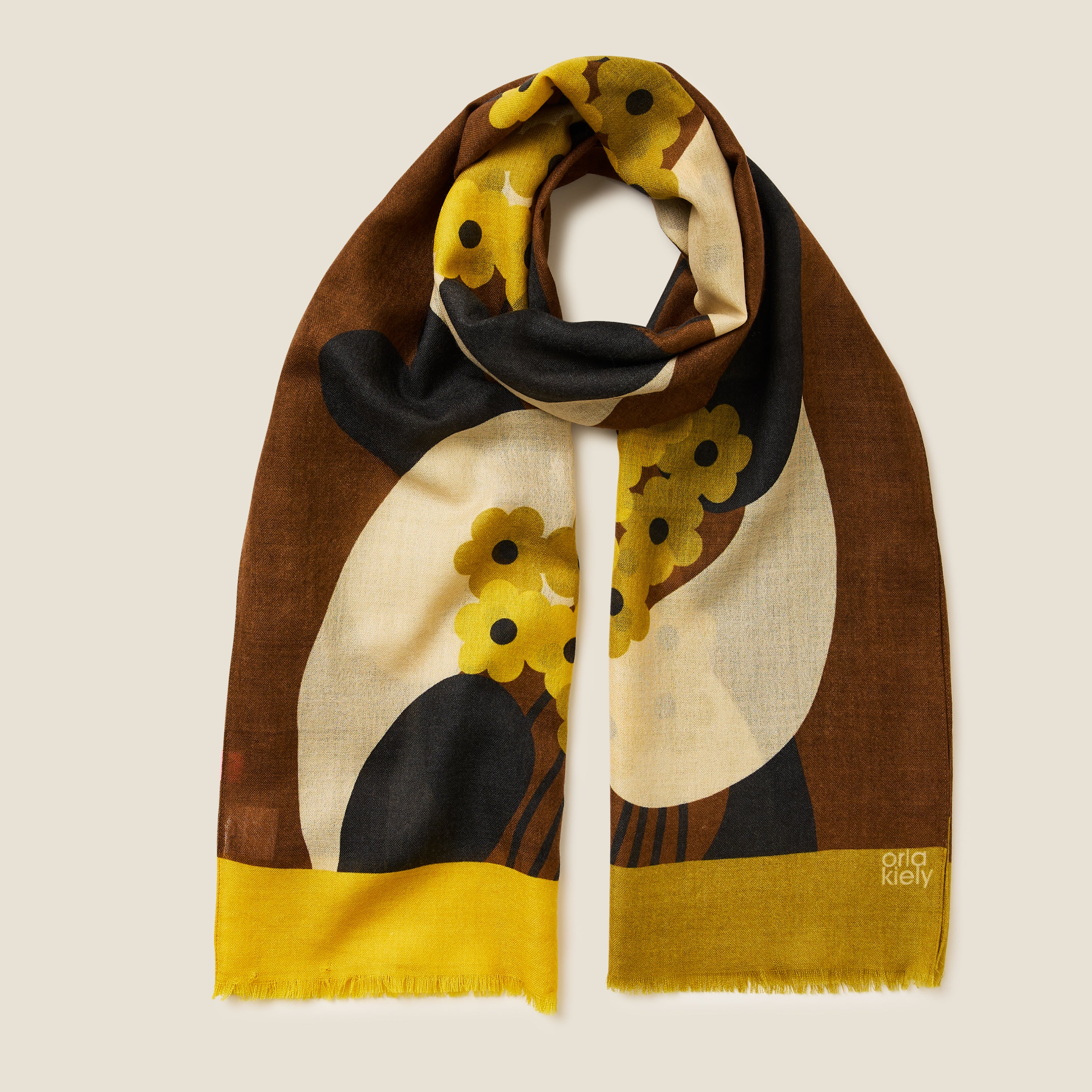 Wool Scarf - River Flower Hazel