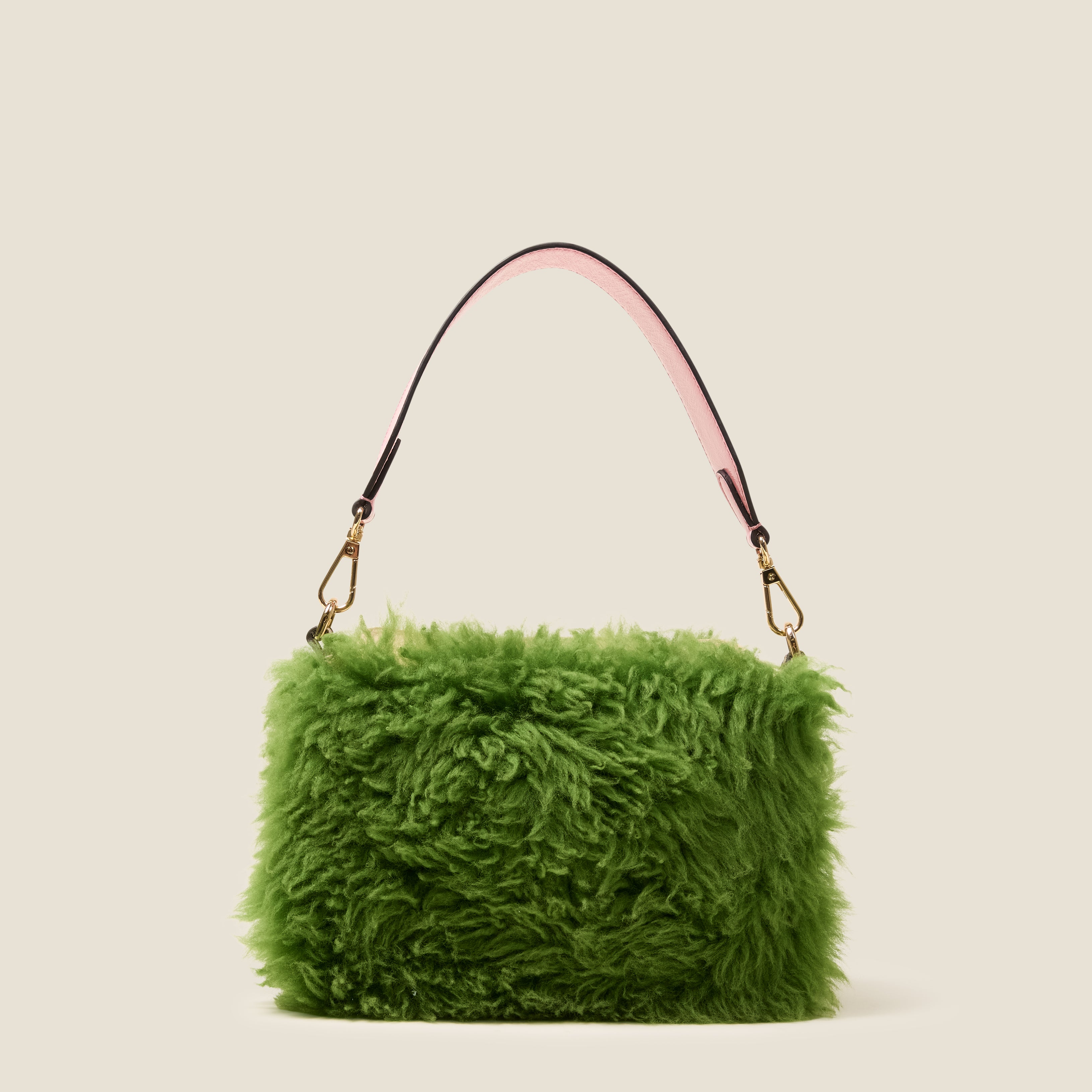Mini Softie Leather Crossbody Bag - Sheepskin Colourblock Green