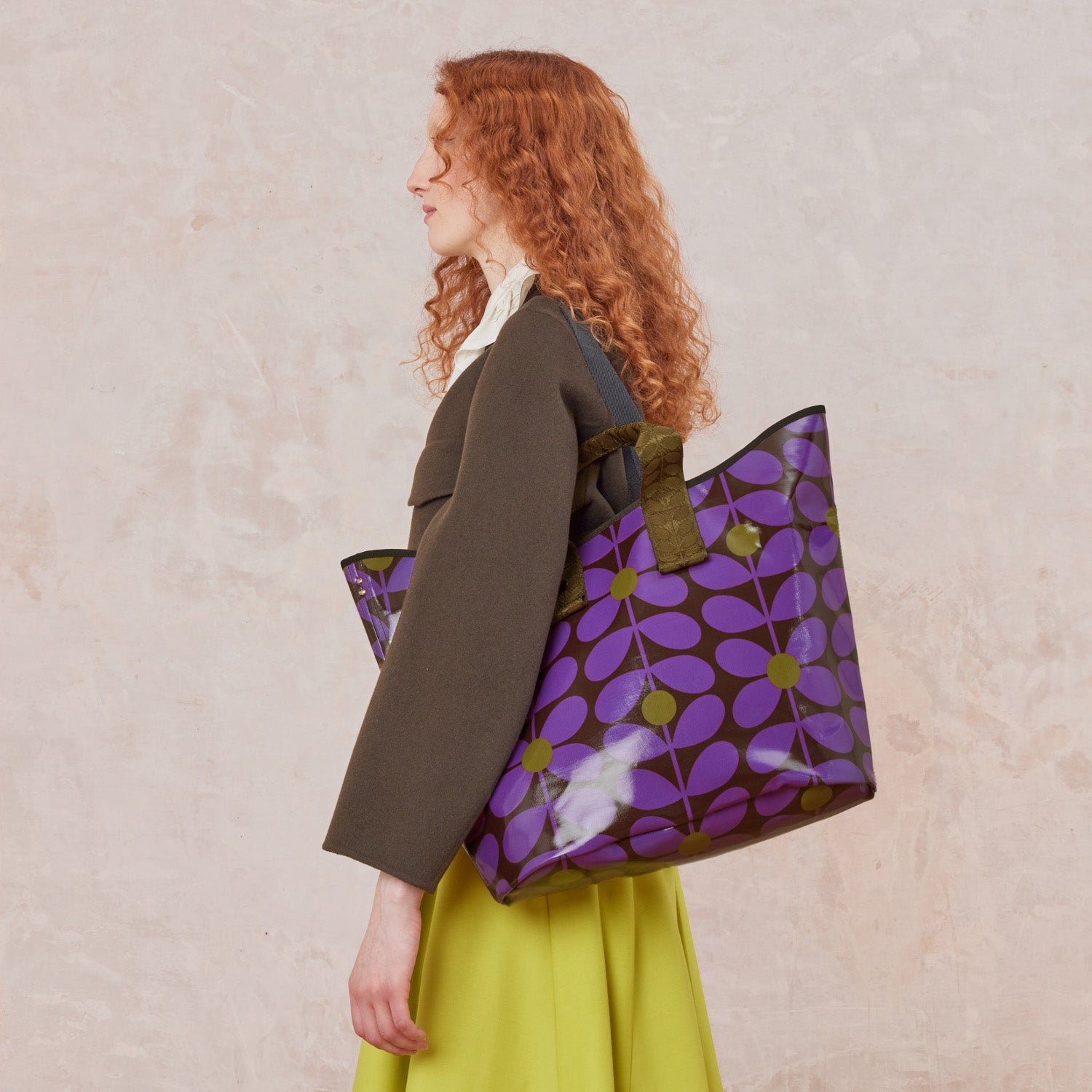 Carryall Large Tote Bag Womens Retro Bag Orla Kiely Purple Print