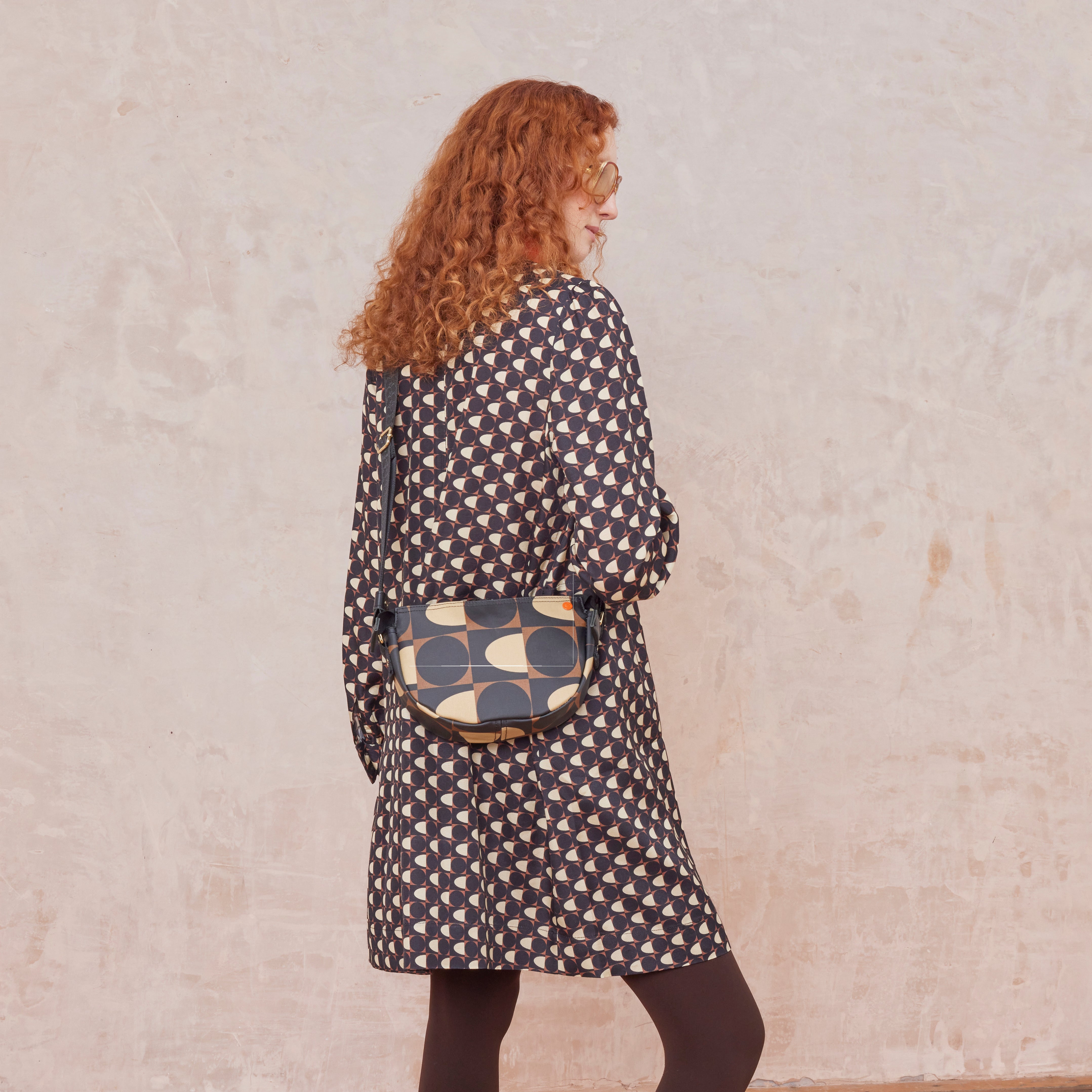 Mini Rounder Crossbody - Spot Square Mocha