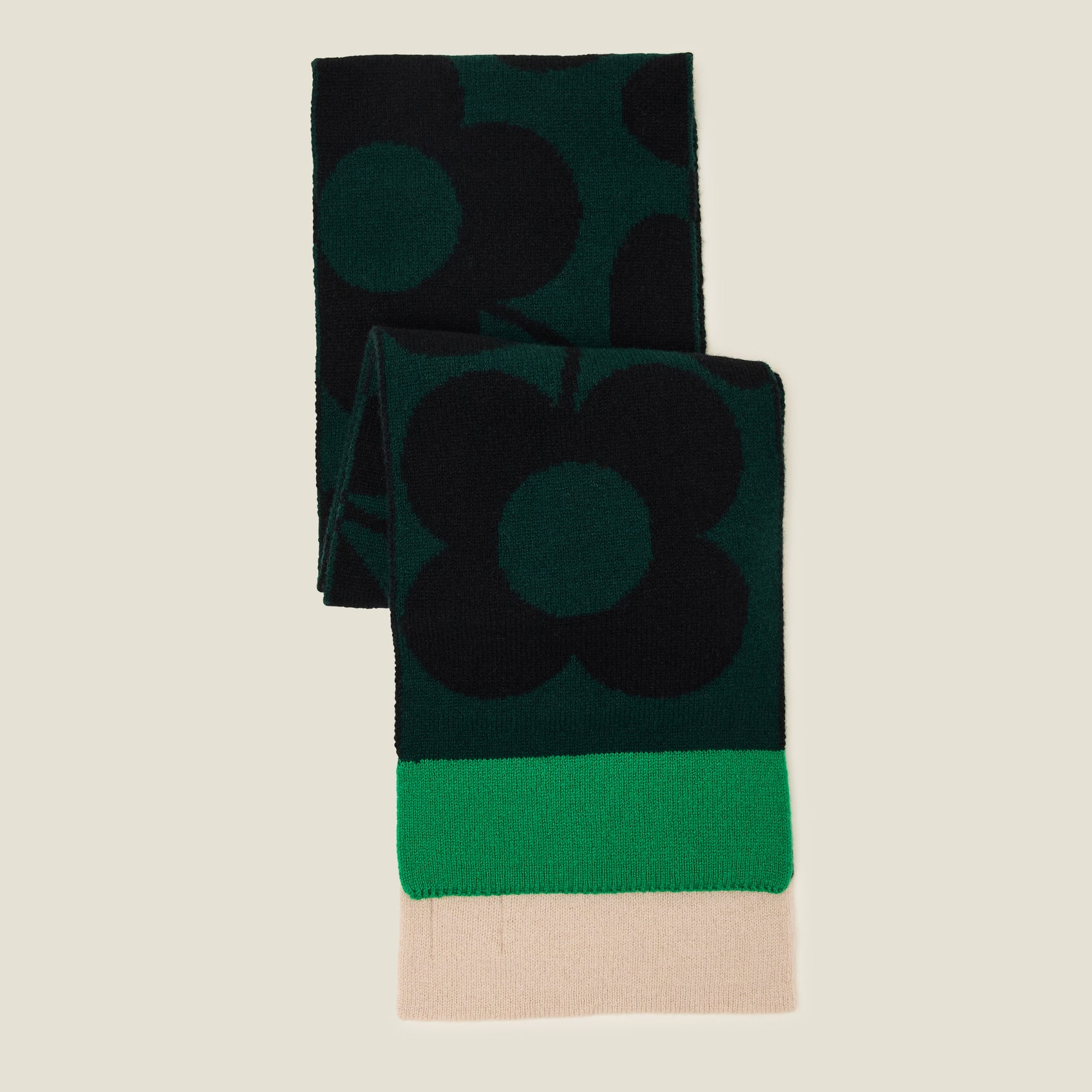 Stem Sprig Wool Scarf - Forest Black