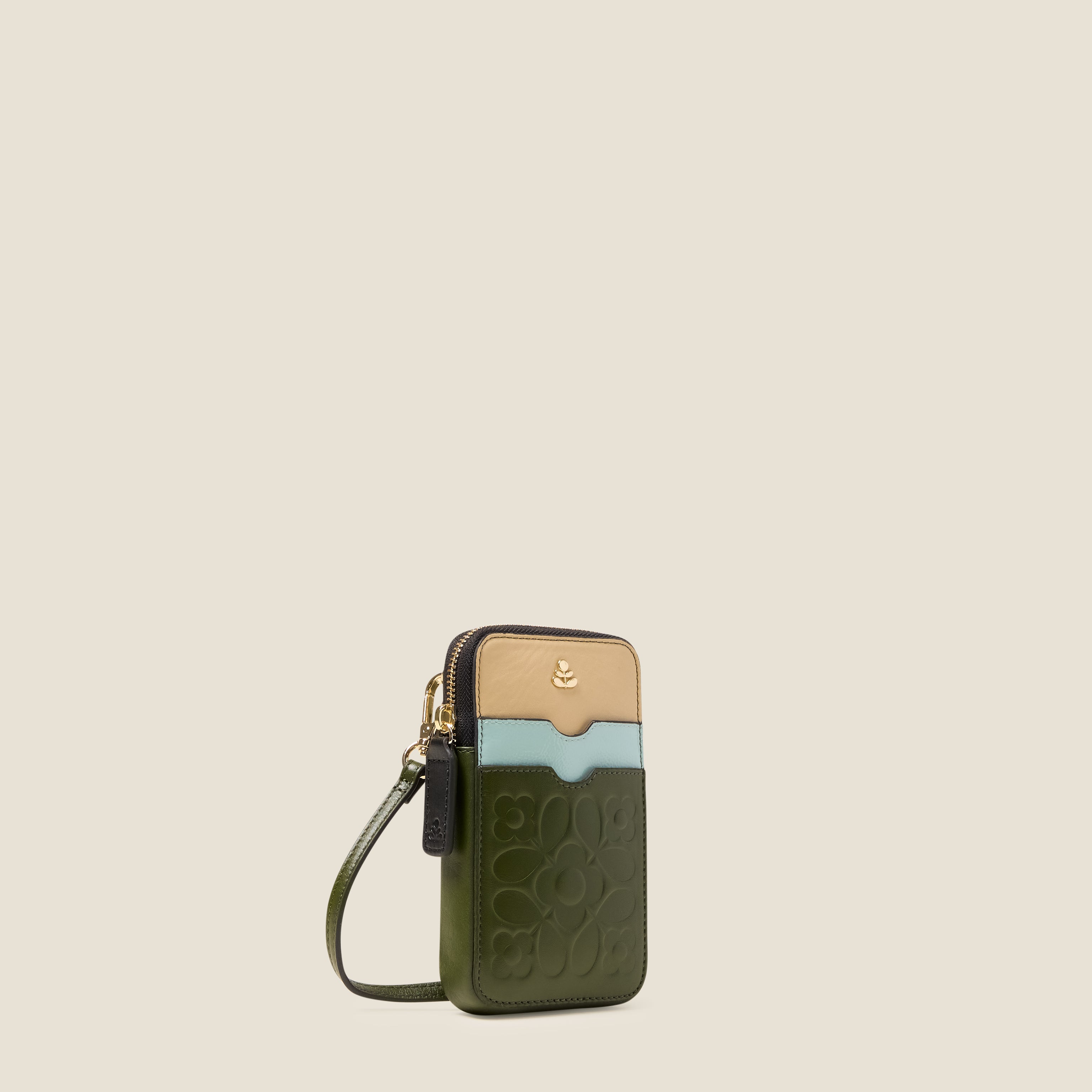 Ariel Leather Phone Case - Tile Emboss Forest