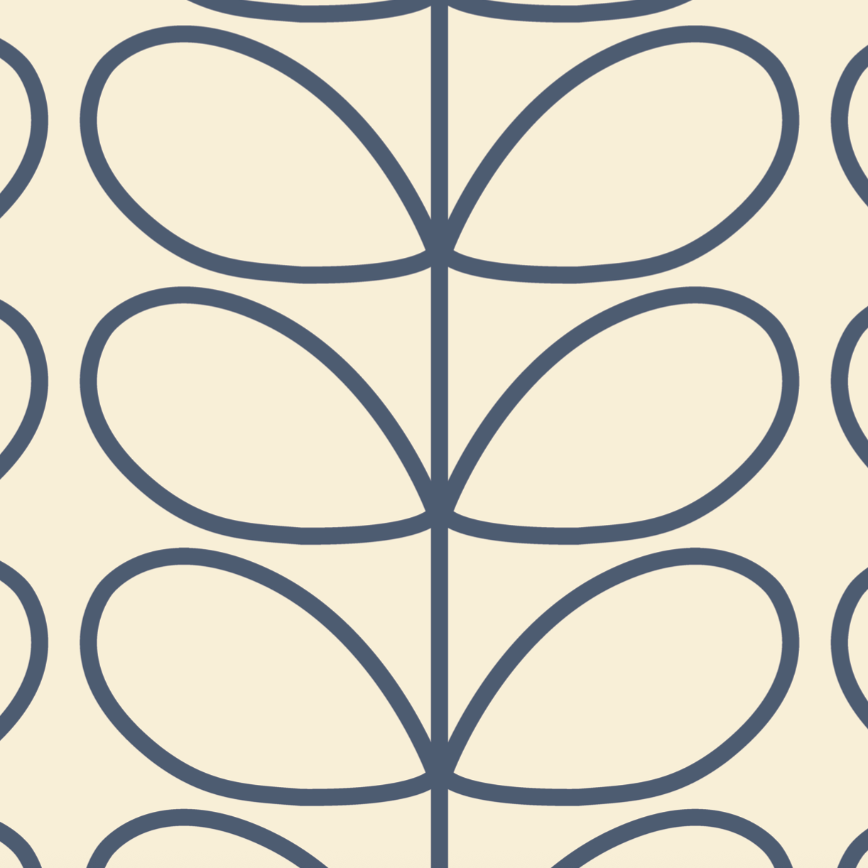 Linear Stem Cream Wallpaper Blue Line