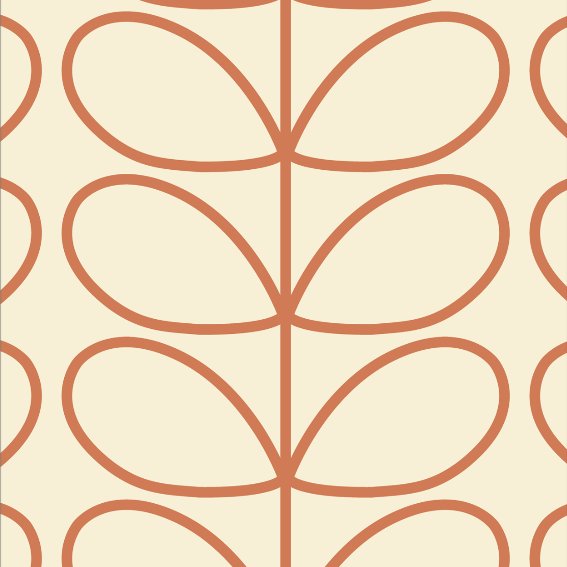 Linear Stem Cream Wallpaper Orange Line Sample