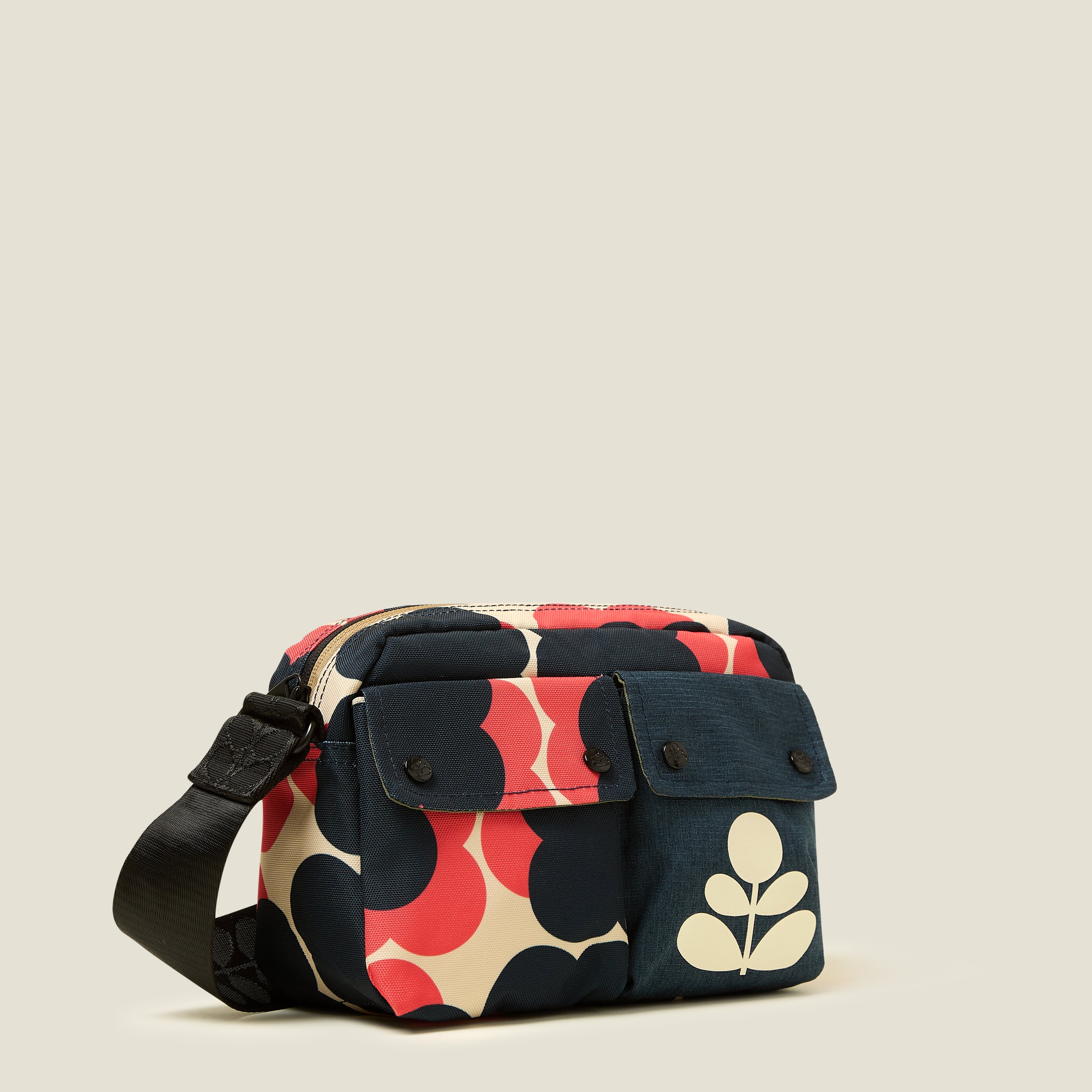 Angle Camera Bag - Floating Flower Navy Red