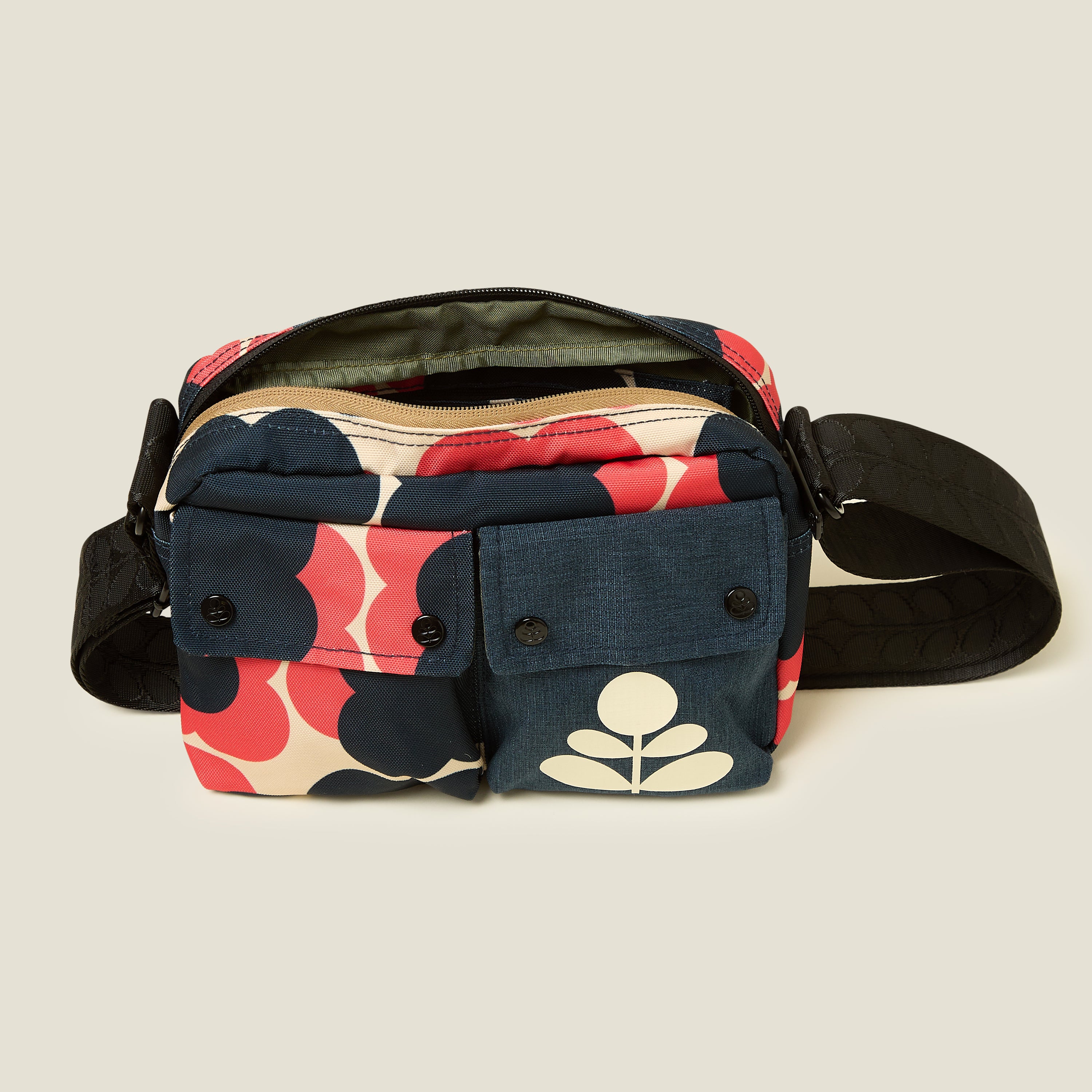Angle Camera Bag - Floating Flower Navy Red