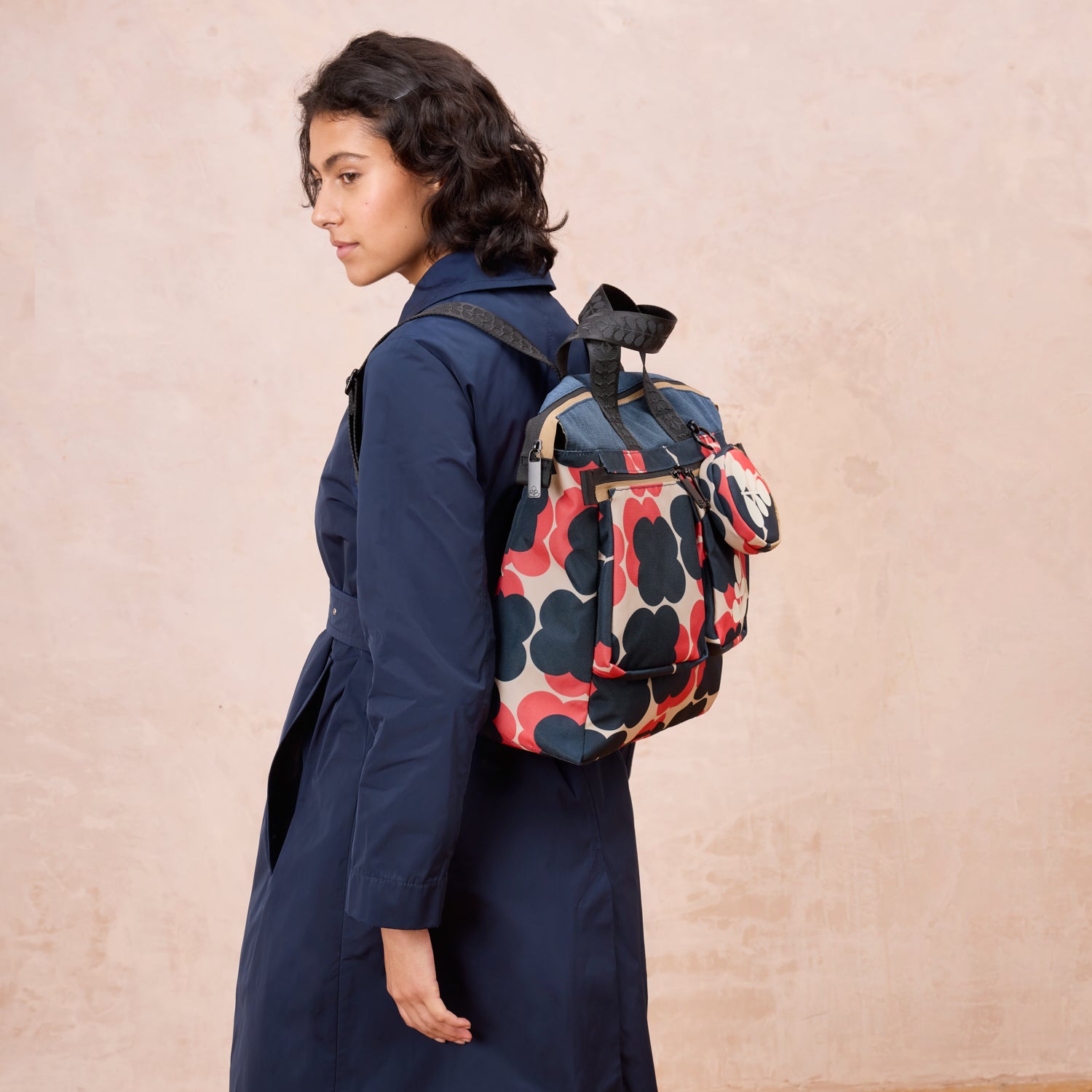 Axis Backpack - Floating Flower Navy Red