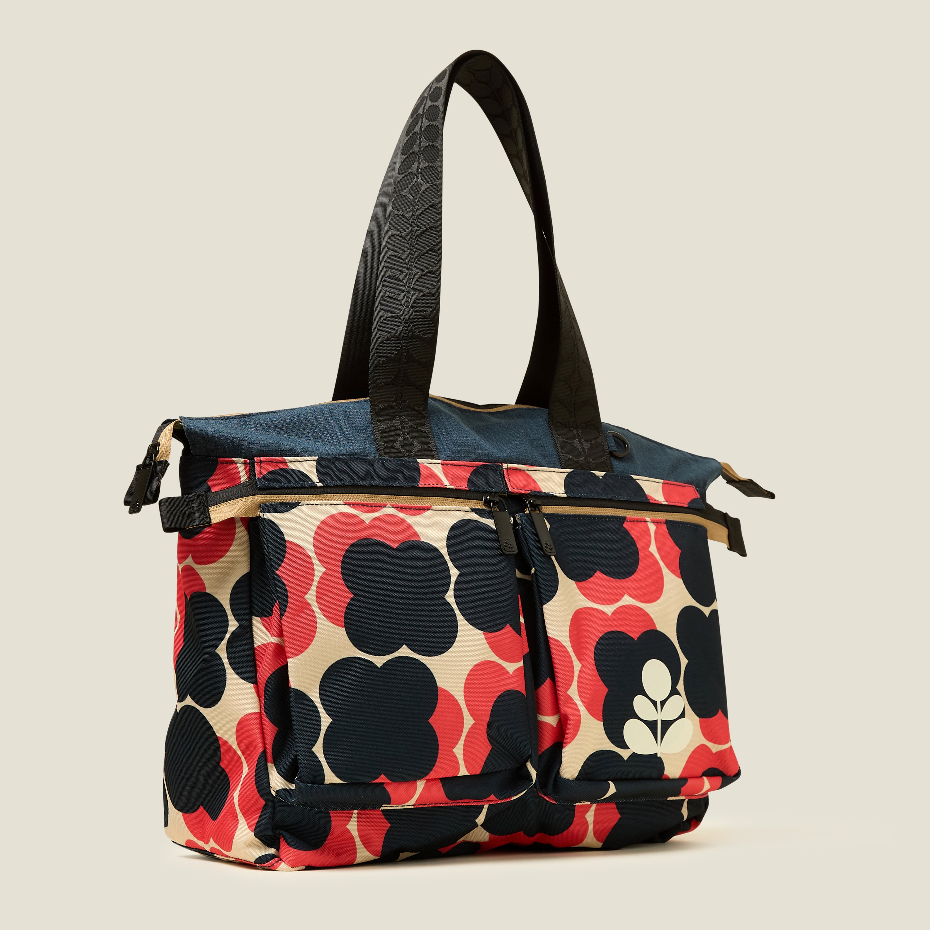 Axis Tote - Floating Flower Navy Red