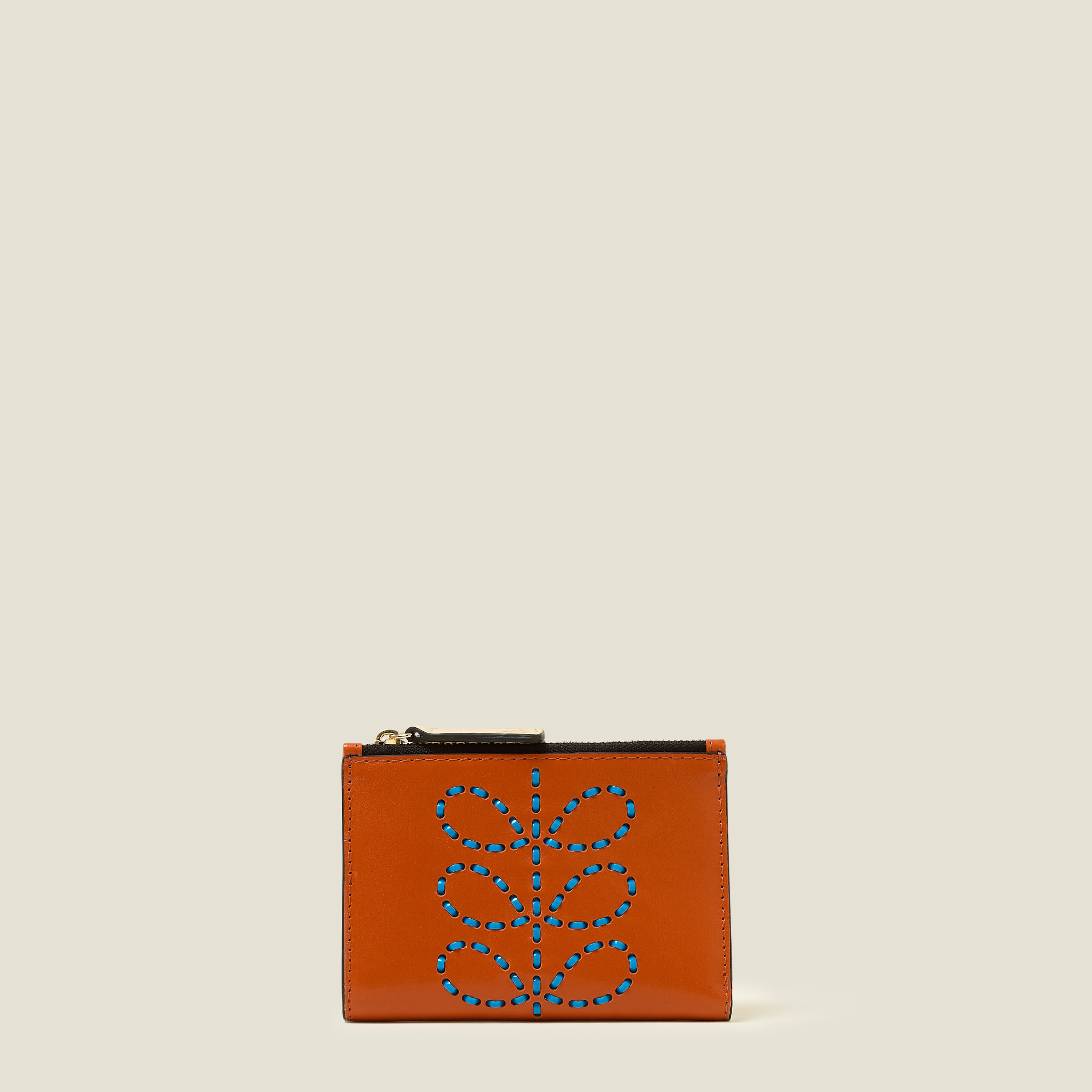 Two Way Coin Purse - Whipstitch Stem Orange