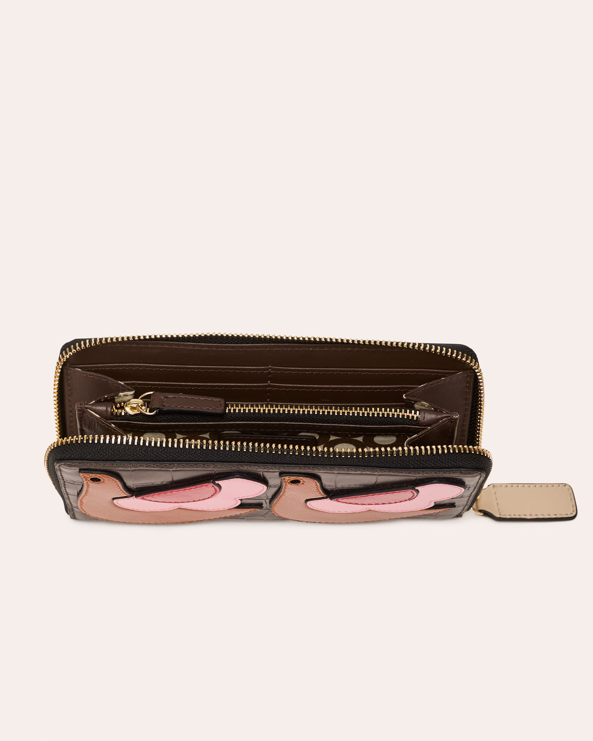 Forget Me Not Wallet - Birdie Applique Chocolate Croc