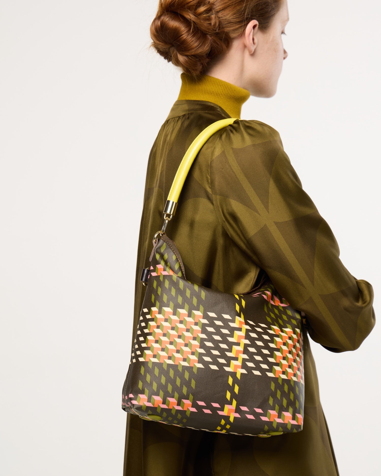 Cross Carry Shoulder Bag - Cubic Check Cocoa