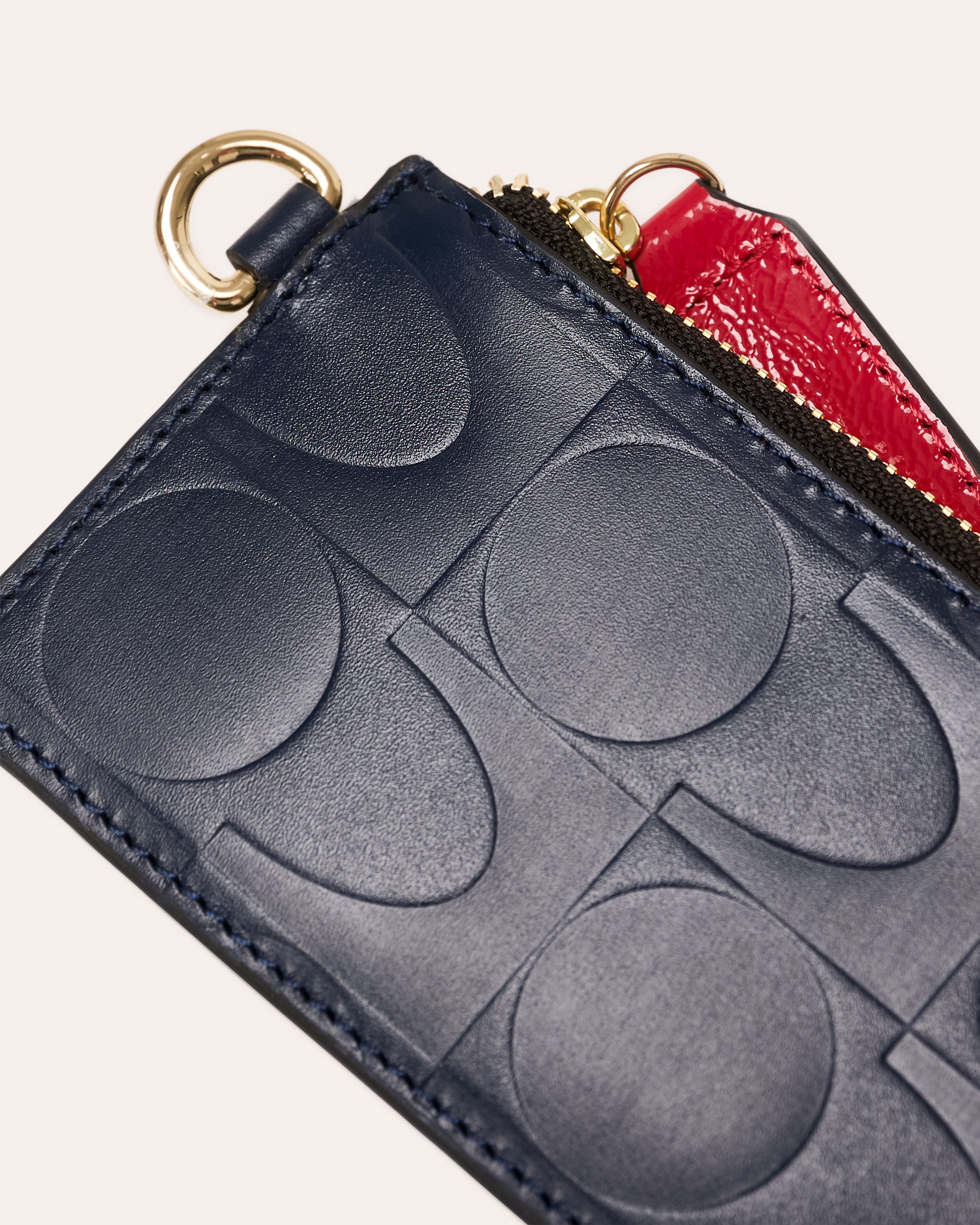 Frieda Leather Card Purse - OK Embossed Navy