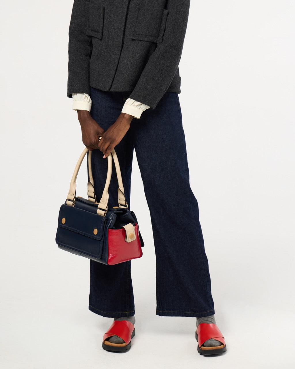 Pockety Shoulder Bag - OK Colourblock Navy