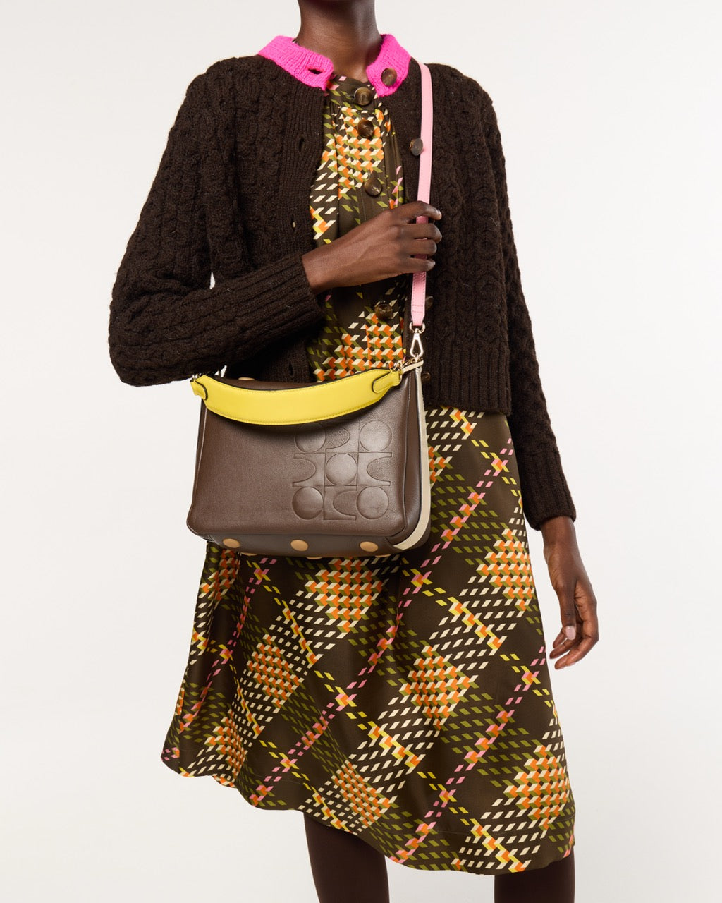 Small Softie Leather Shoulder Bag - OK Colour Block Chocolate